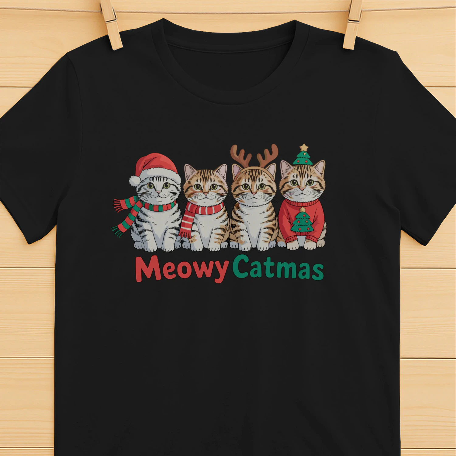 Meowy Christmas Cat Santa Hat Xmas