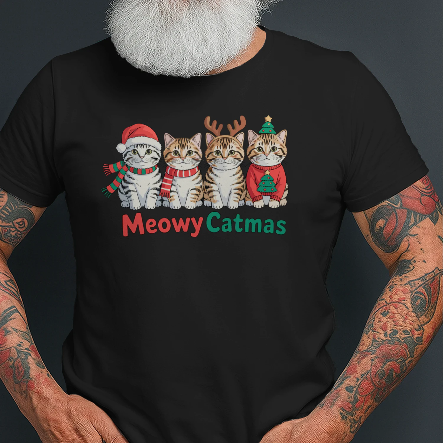 Meowy Christmas Cat Santa Hat Xmas