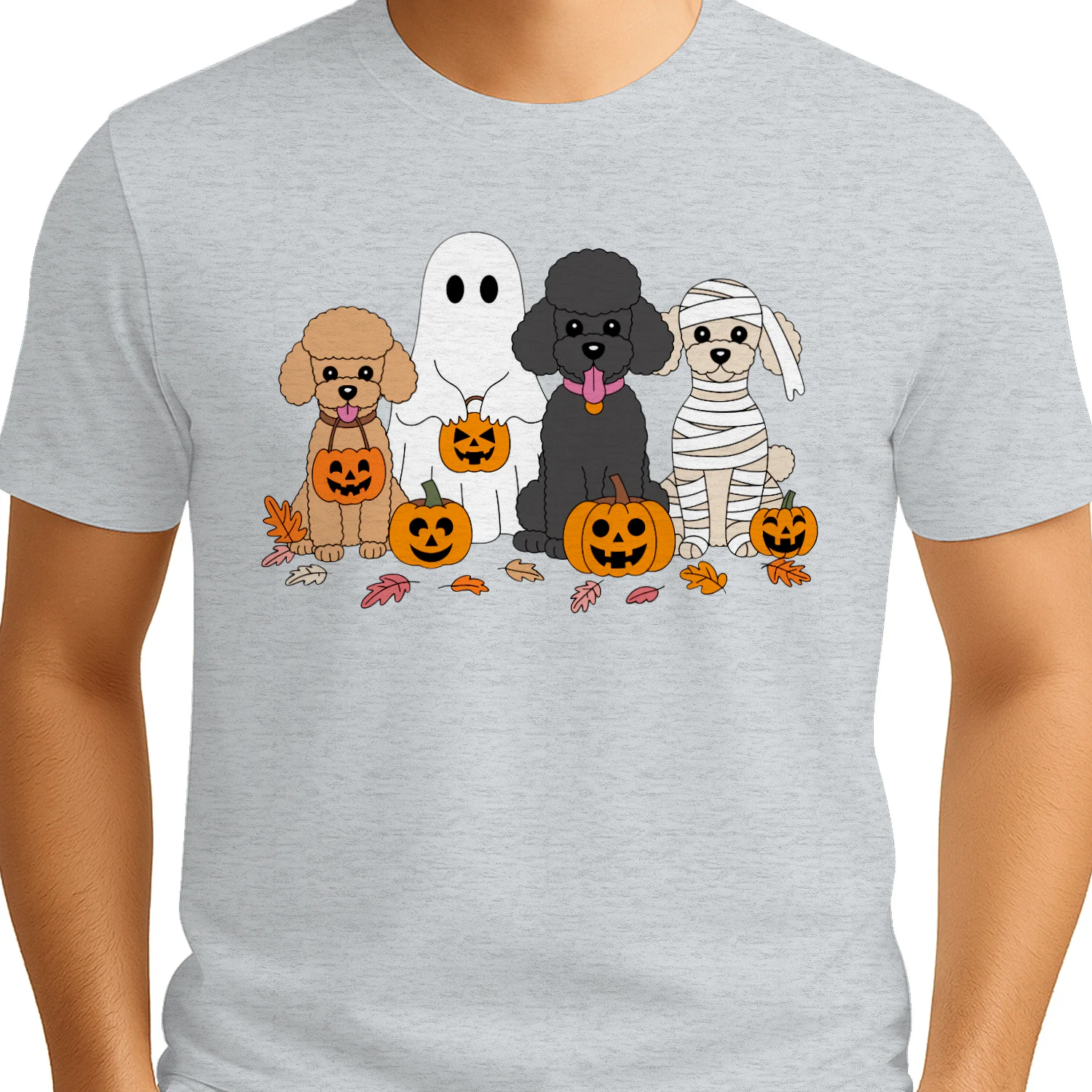 Halloween Poodle Dogs Ghost Mummy Shirt