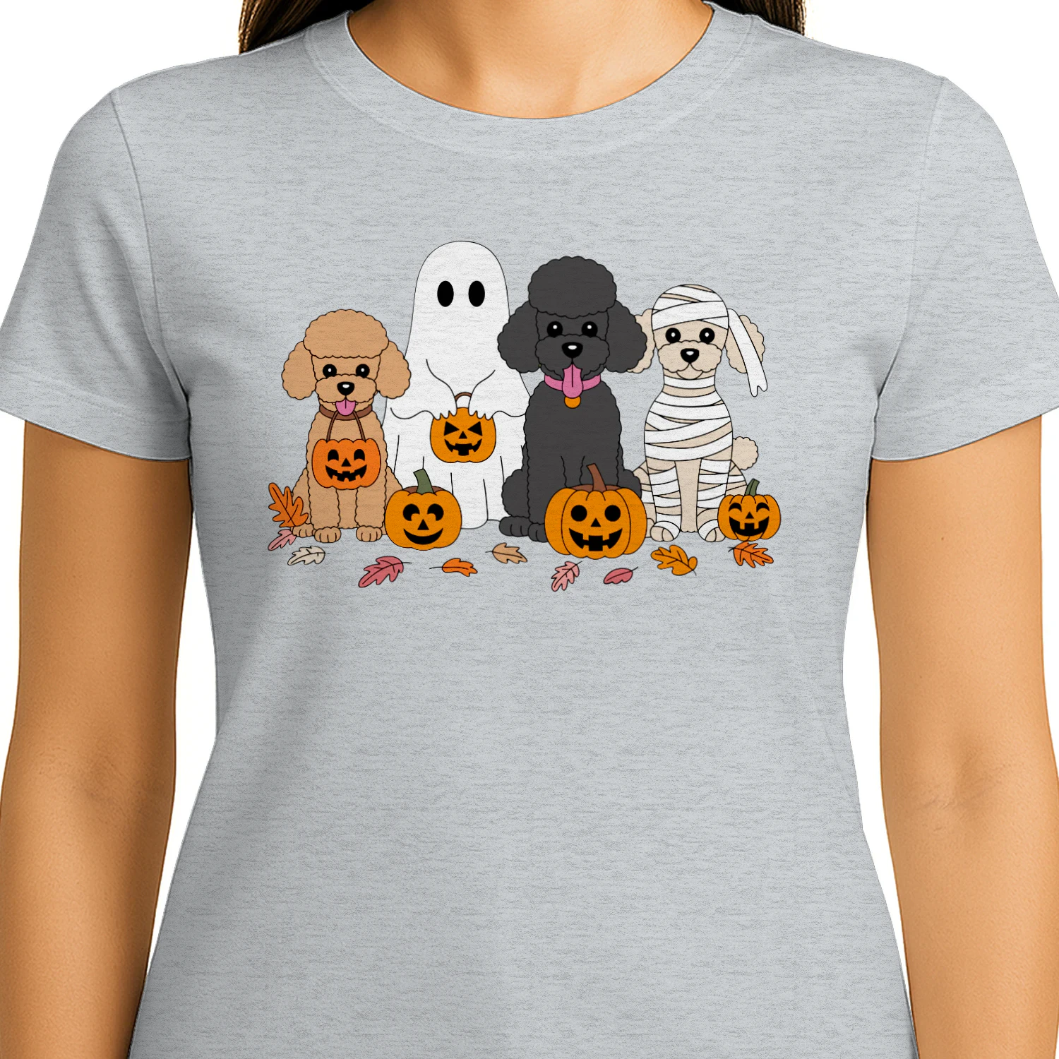 Halloween Poodle Dogs Ghost Mummy Shirt