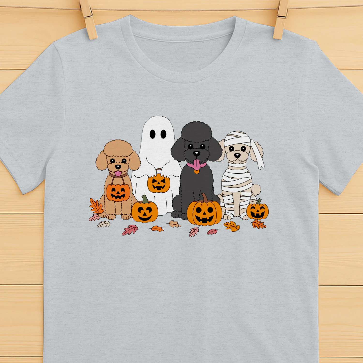 Halloween Poodle Dogs Ghost Mummy Shirt