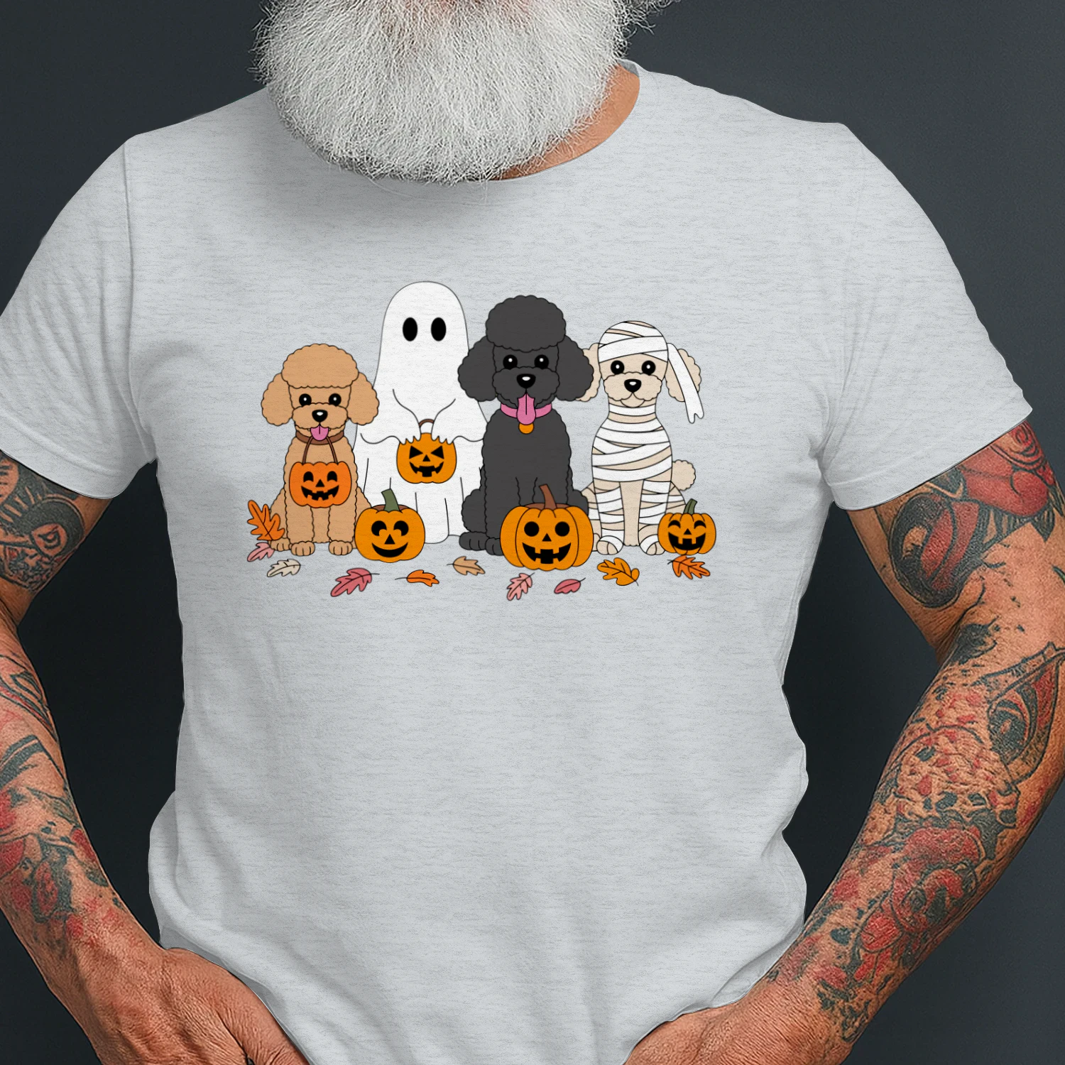 Halloween Poodle Dogs Ghost Mummy Shirt