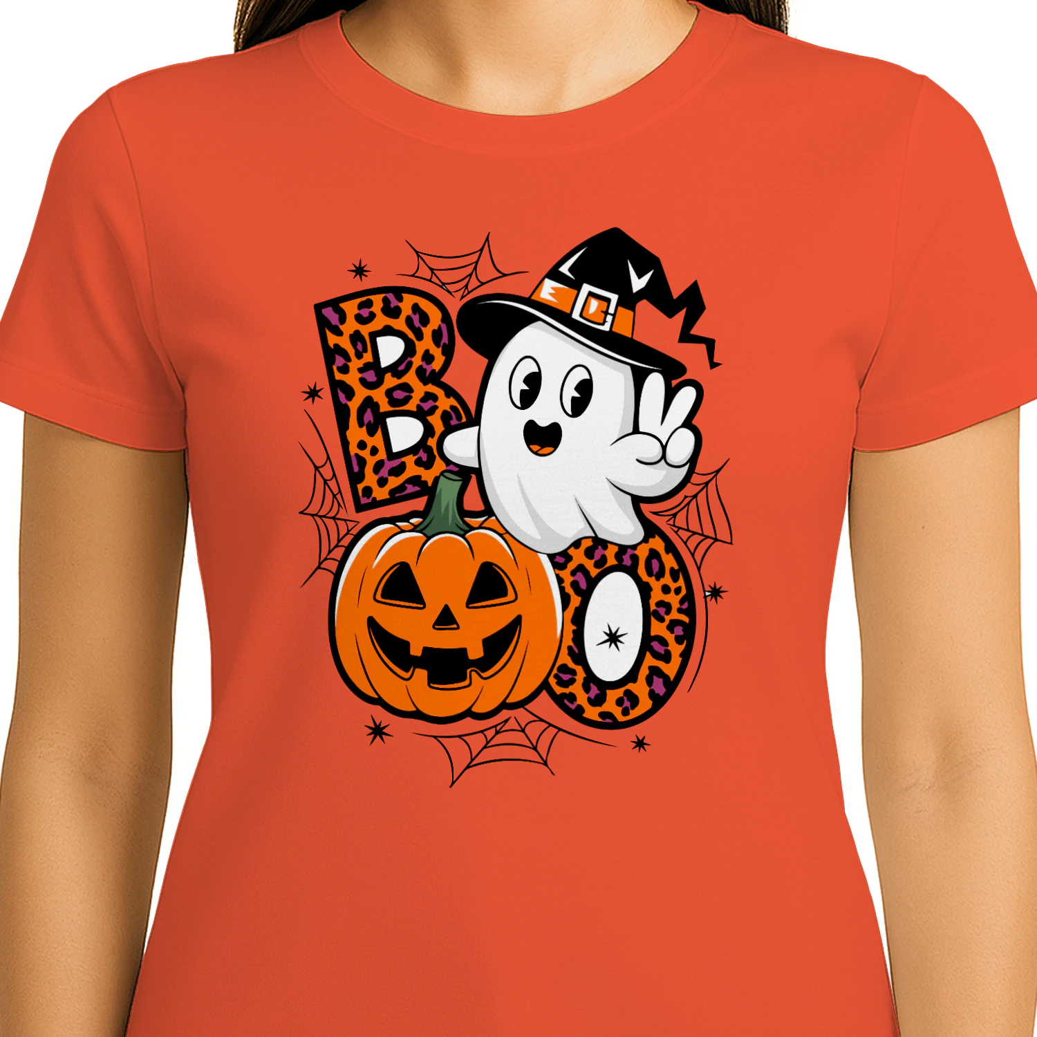 Cute Halloween BOO Ghost Pumpkin Witch Hat