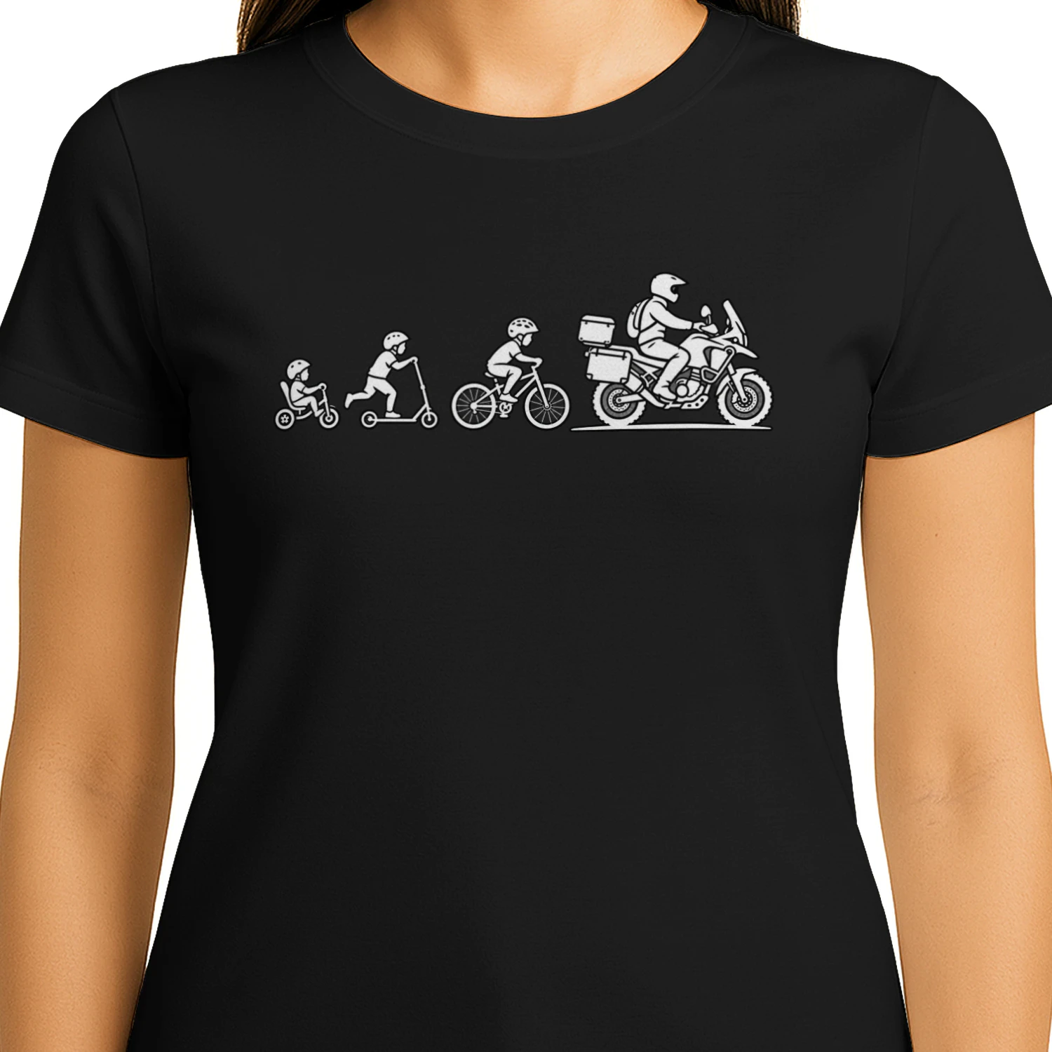 Evolutie van de motorrijder – Unisex Adventuremotor T-shirt