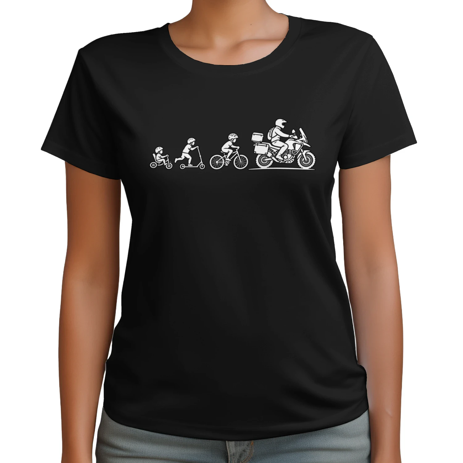 Evolutie van de motorrijder – Unisex Adventuremotor T-shirt