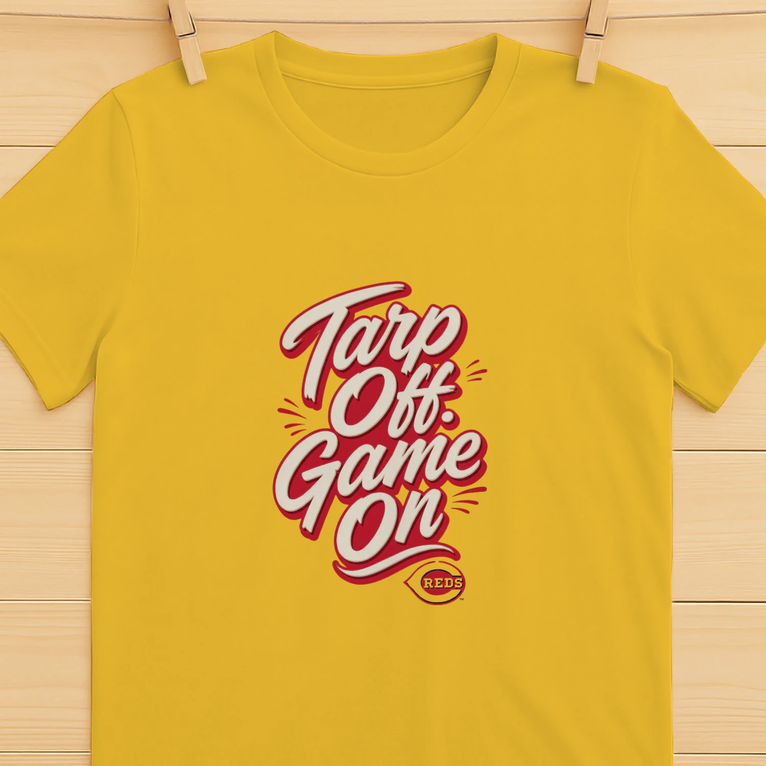 Tarps Off Game On Reds Shirt