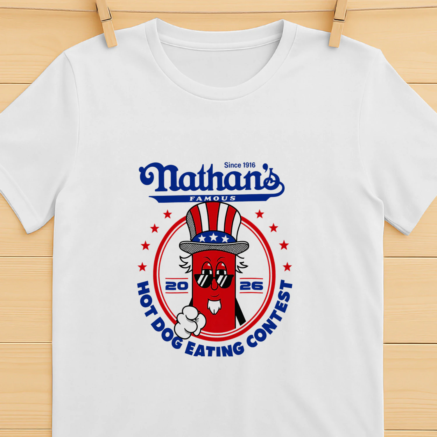 Joey Chestnut Wearing Since 1916 Nathan’s Famous Hot Dog Contest 2026 Shirt