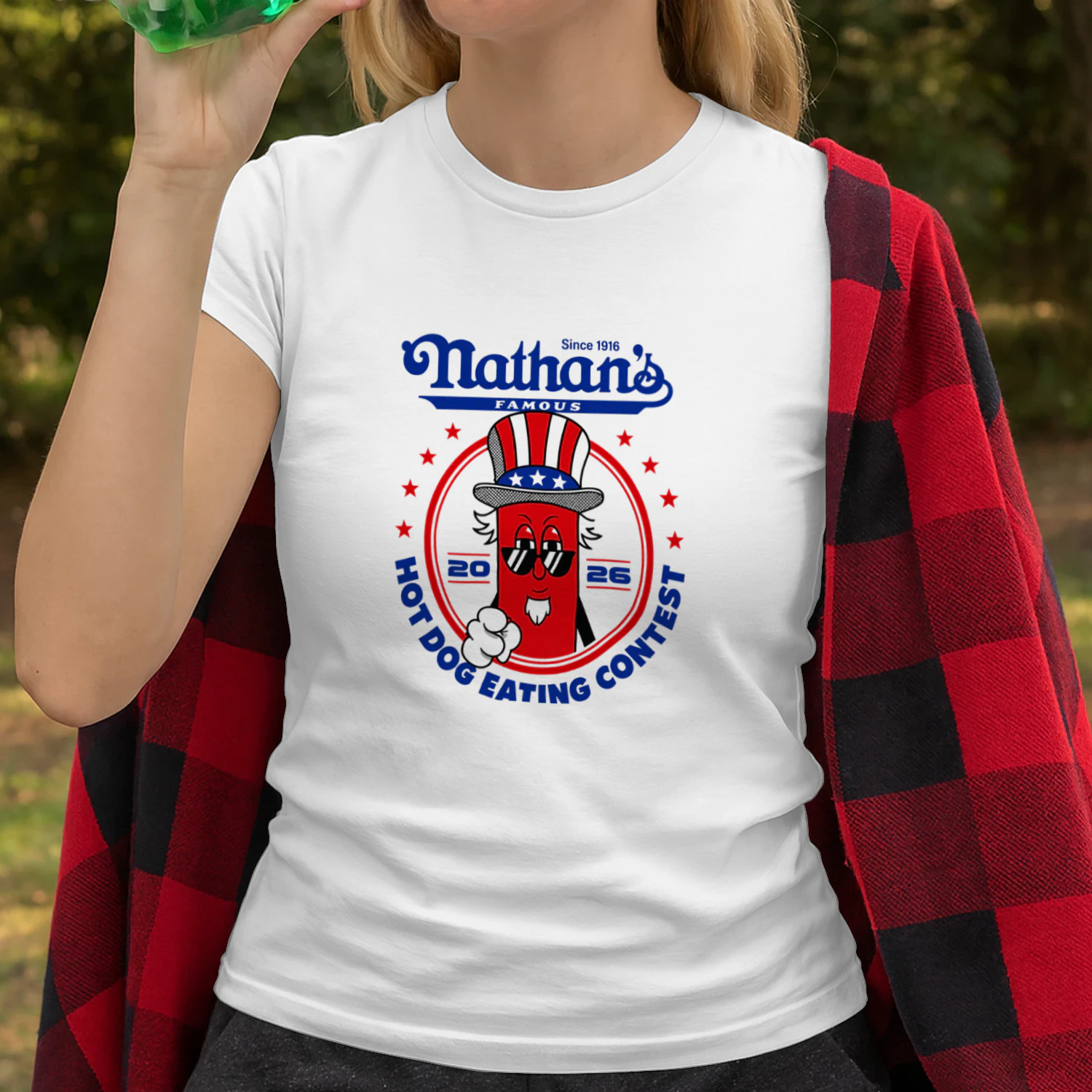 Joey Chestnut Wearing Since 1916 Nathan’s Famous Hot Dog Contest 2026 Shirt