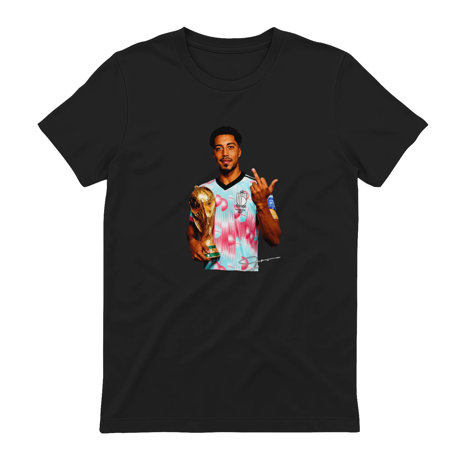 Youri Tielemans Belgium national football holding trophy middle finger shirt