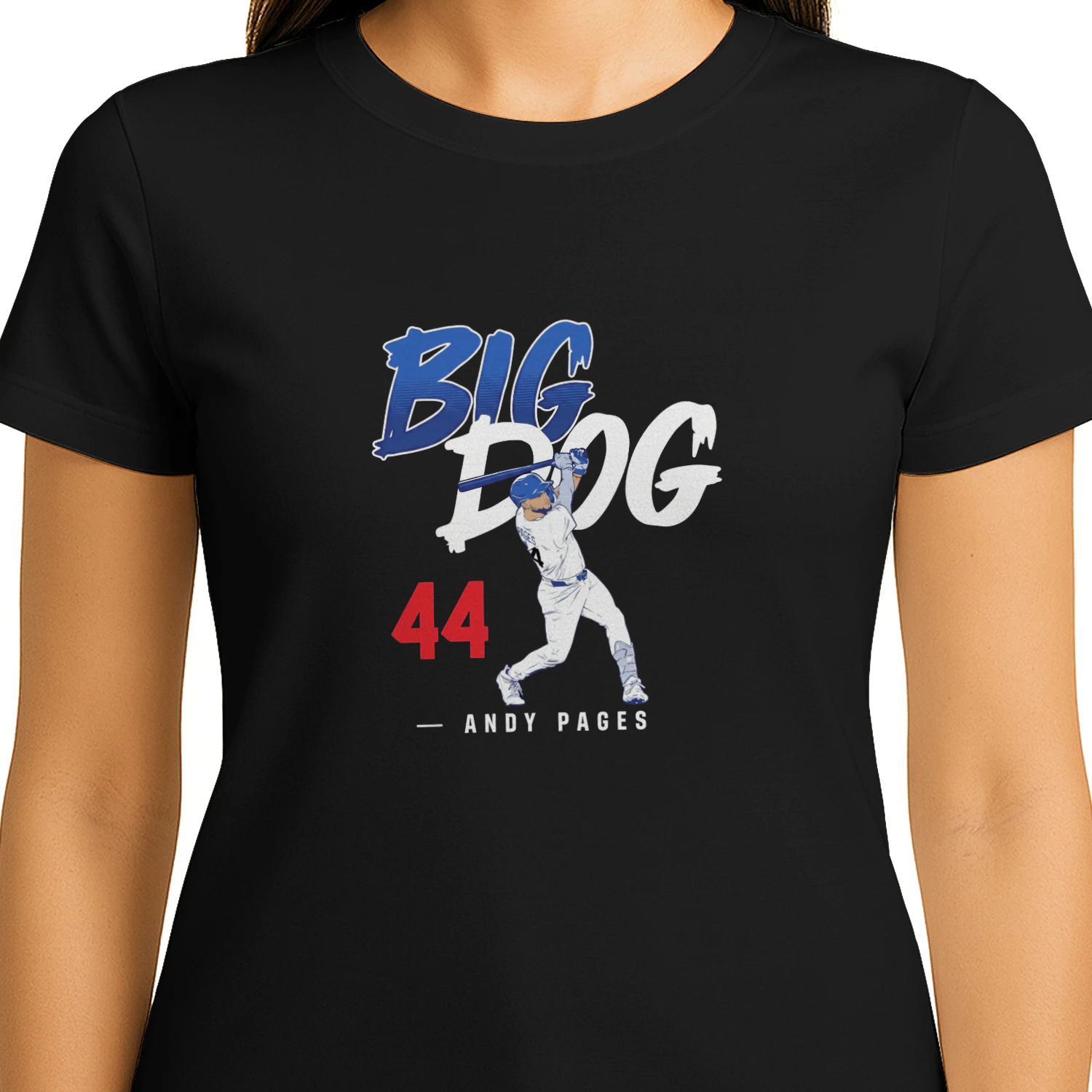 Andy Pages Big Dog 44 Los Angeles Dodgers slugger swing shirt