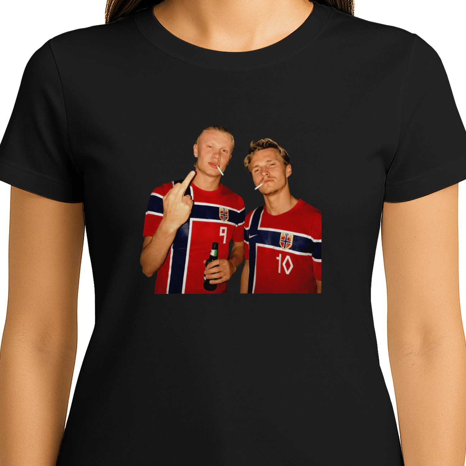 Erling Haaland and Martin Odegaard Norway smoking middle finger shirt