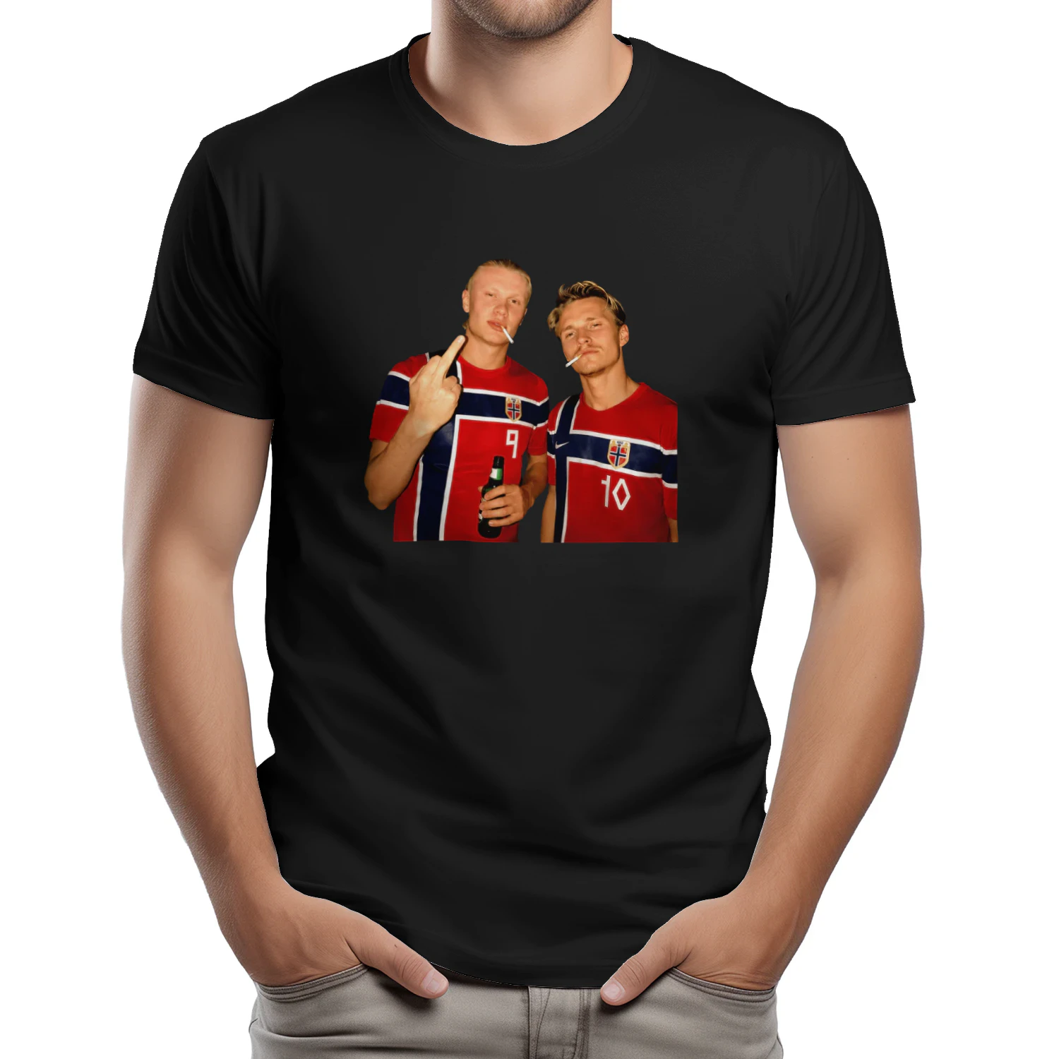 Erling Haaland and Martin Odegaard Norway smoking middle finger shirt