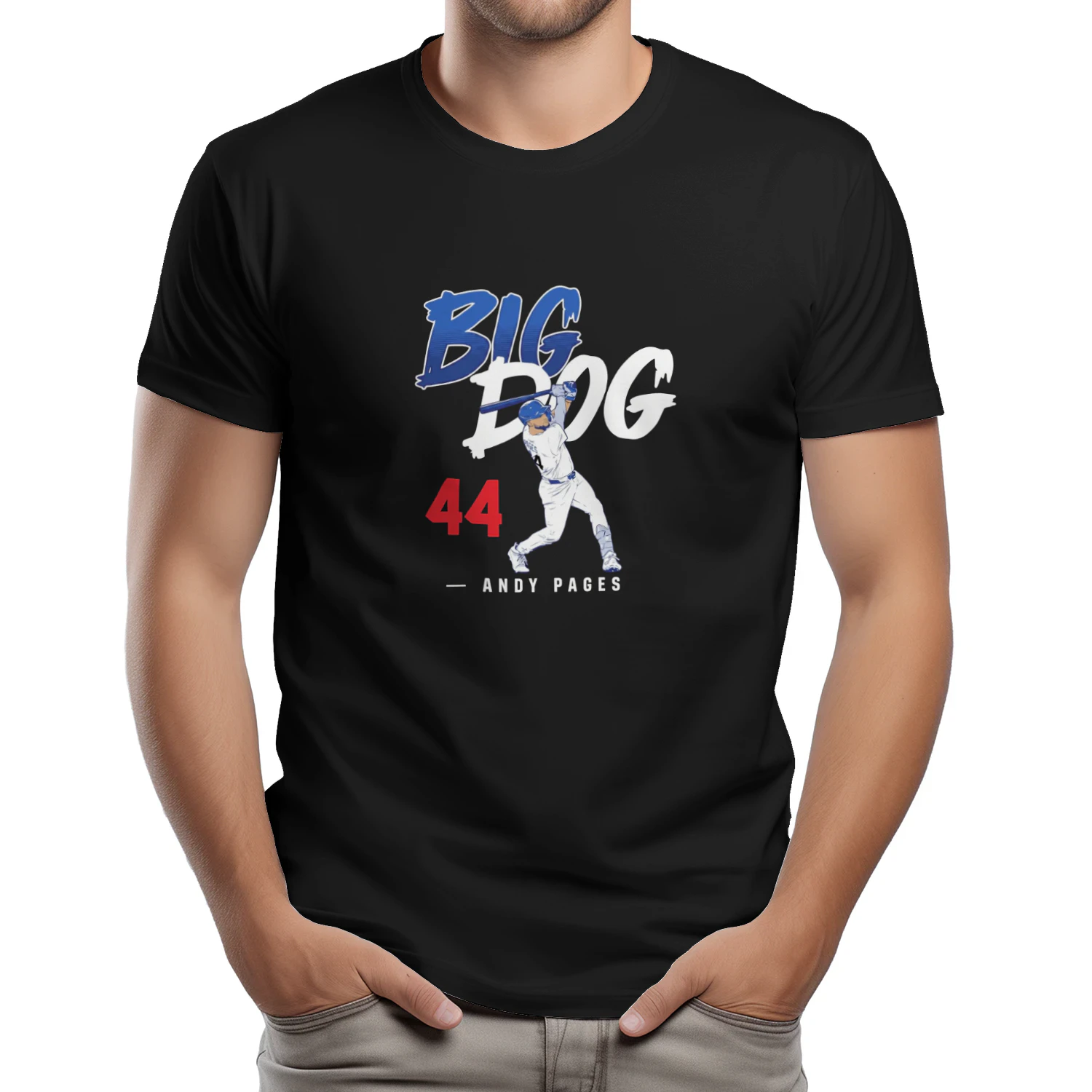 Andy Pages Big Dog 44 Los Angeles Dodgers slugger swing shirt