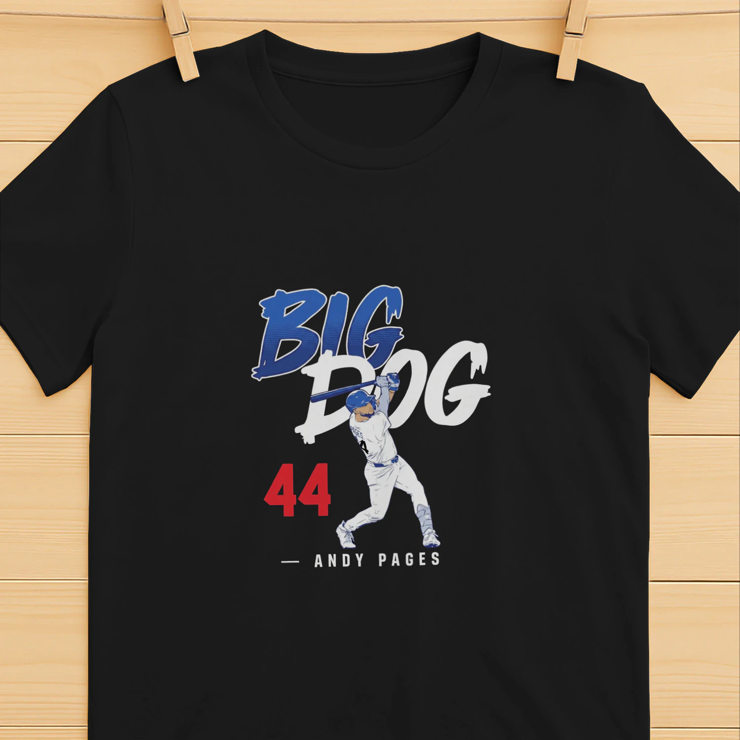 Andy Pages Big Dog 44 Los Angeles Dodgers slugger swing shirt