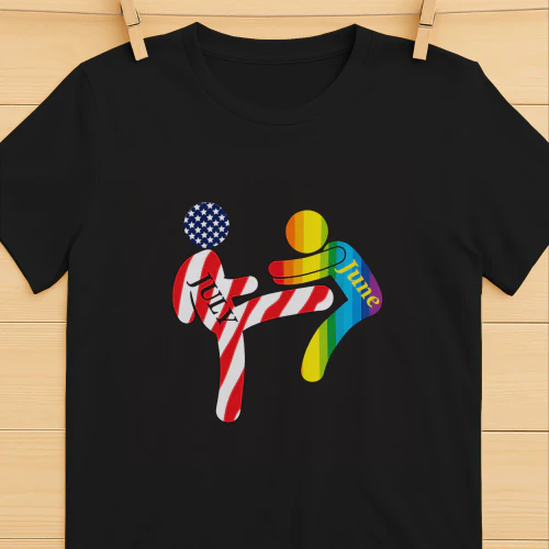 July Independence Kick June Pride Month Shirt