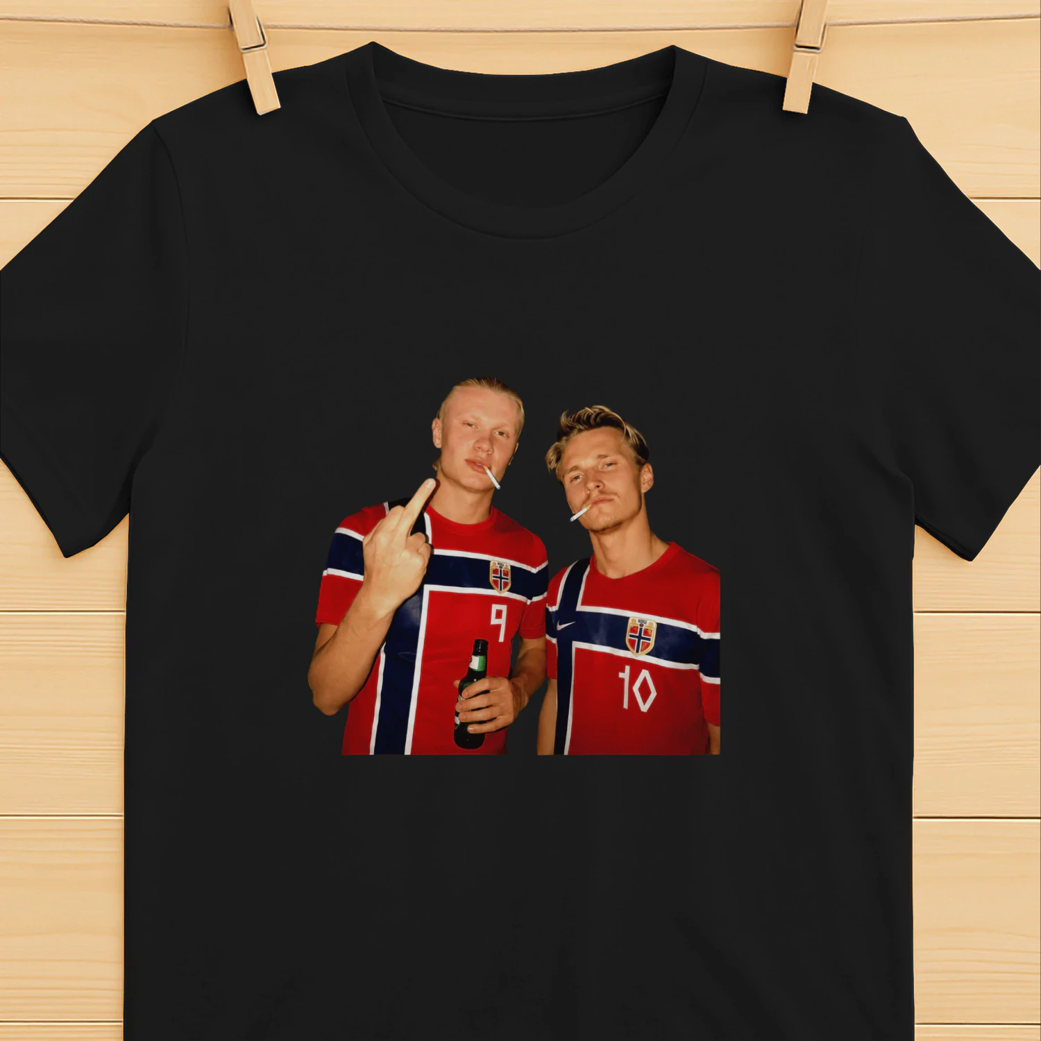 Erling Haaland and Martin Odegaard Norway smoking middle finger shirt
