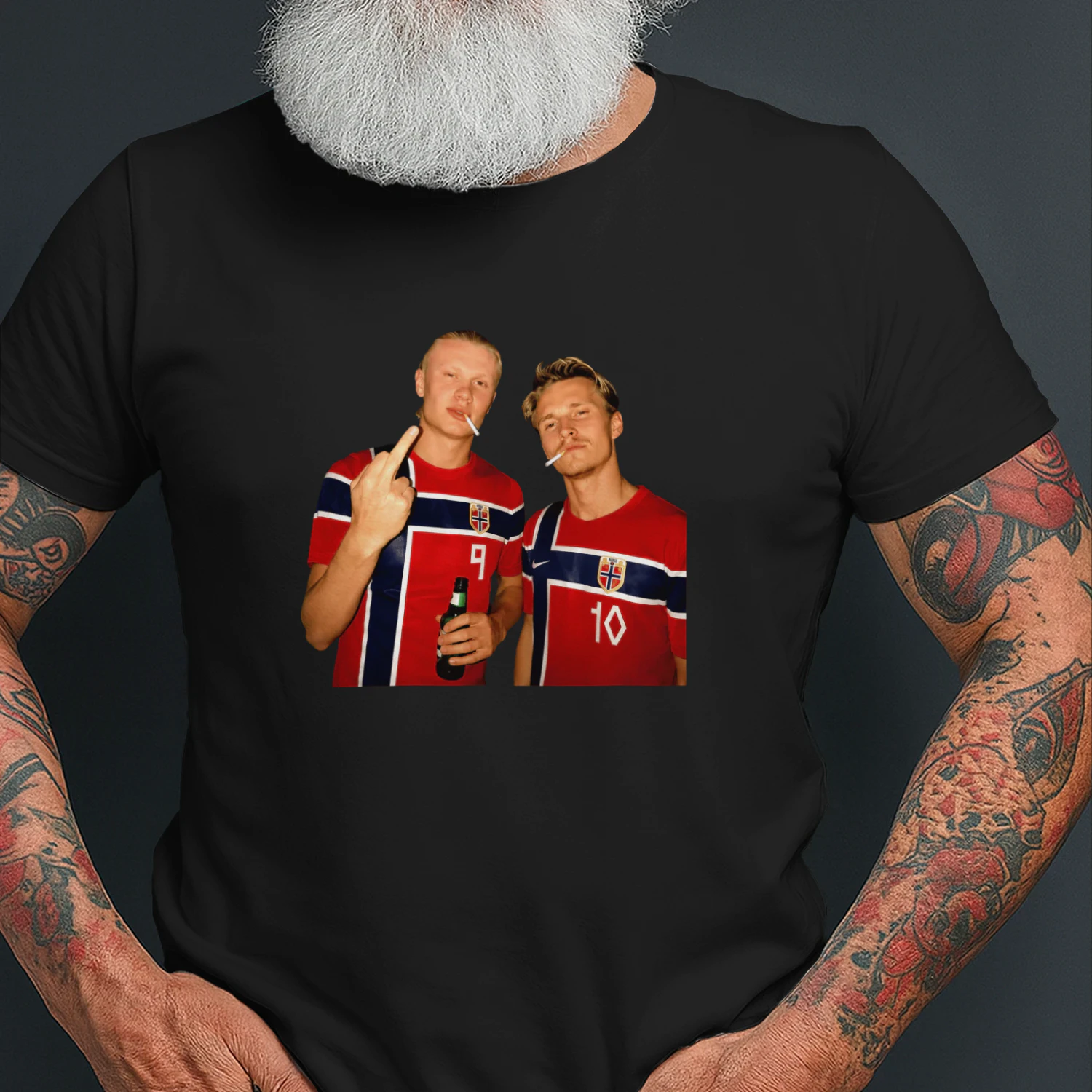 Erling Haaland and Martin Odegaard Norway smoking middle finger shirt