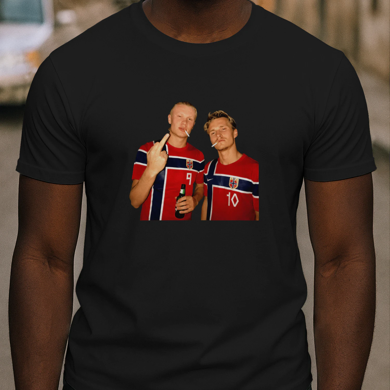 Erling Haaland and Martin Odegaard Norway smoking middle finger shirt