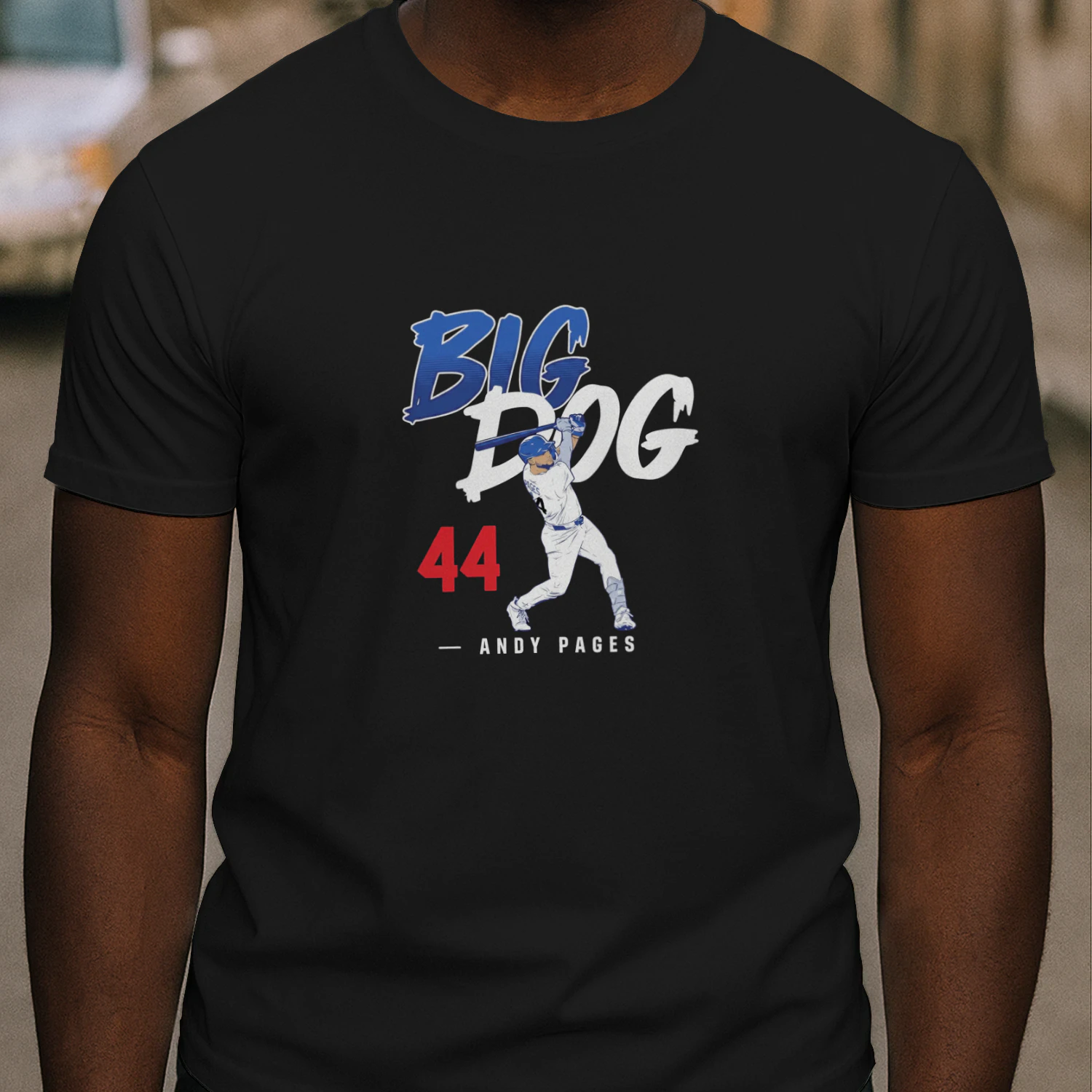 Andy Pages Big Dog 44 Los Angeles Dodgers slugger swing shirt