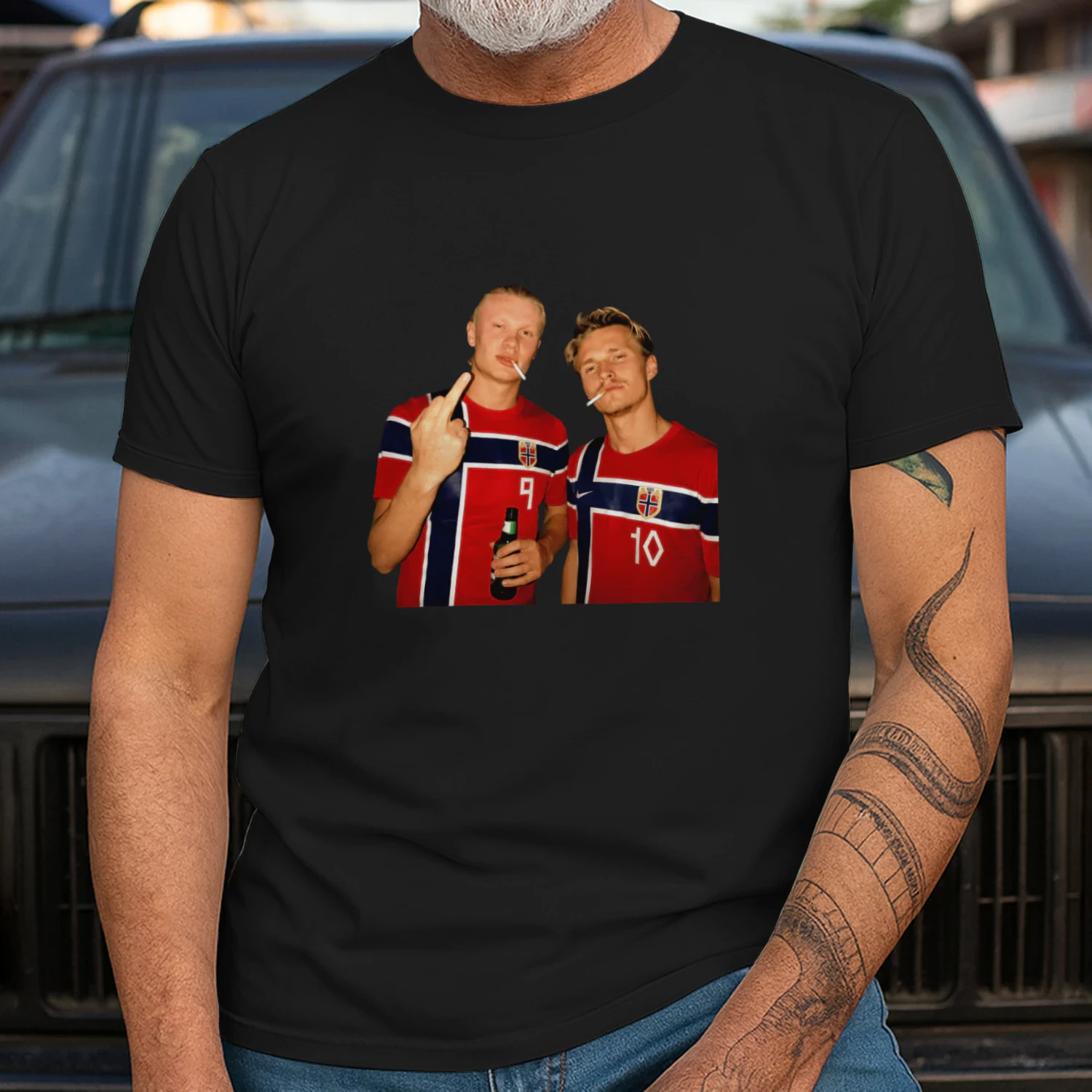 Erling Haaland and Martin Odegaard Norway smoking middle finger shirt