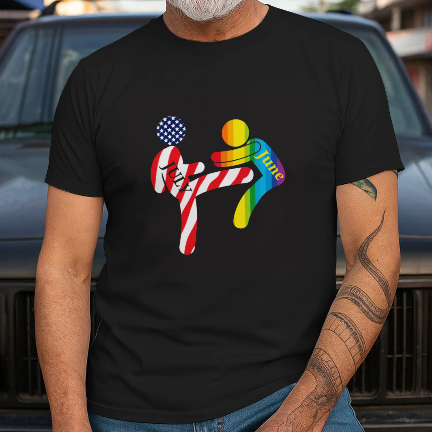 July Independence Kick June Pride Month Shirt