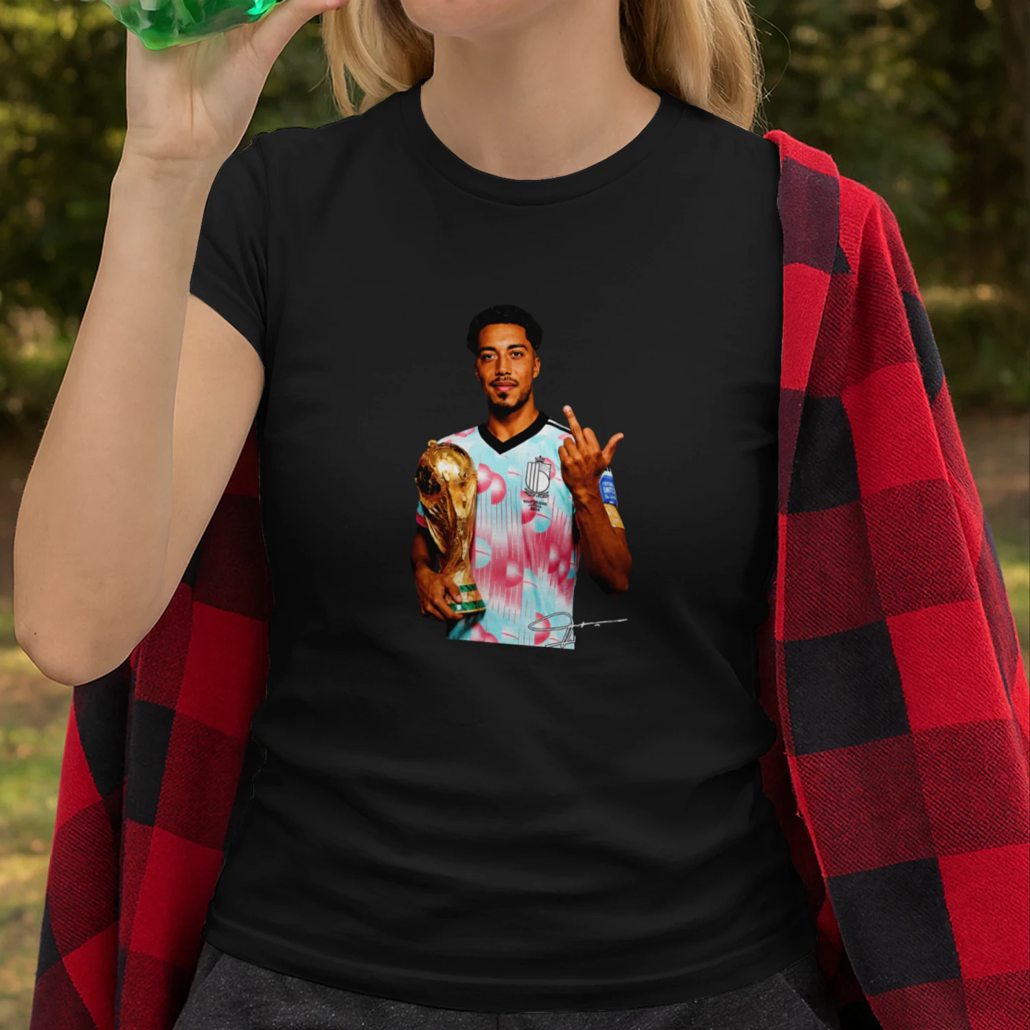 Youri Tielemans Belgium national football holding trophy middle finger shirt