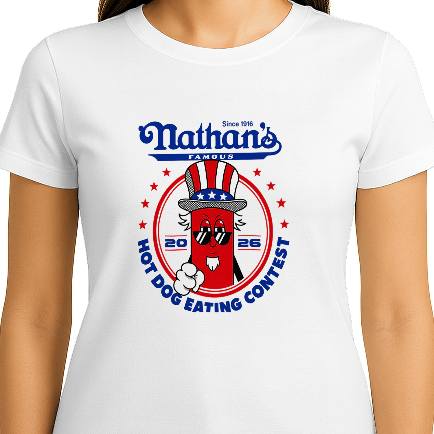 Joey Chestnut Wearing Since 1916 Nathan’s Famous Hot Dog Contest 2026 Shirt