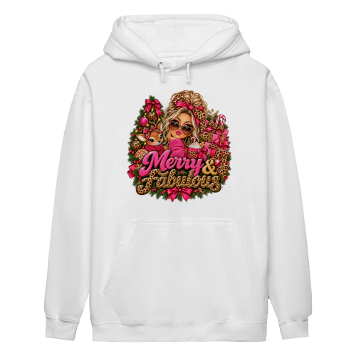 Merry And Fabulous Christmas T-Shirt, Glam Leopard Print Holiday Fashion Girl Hoodie1