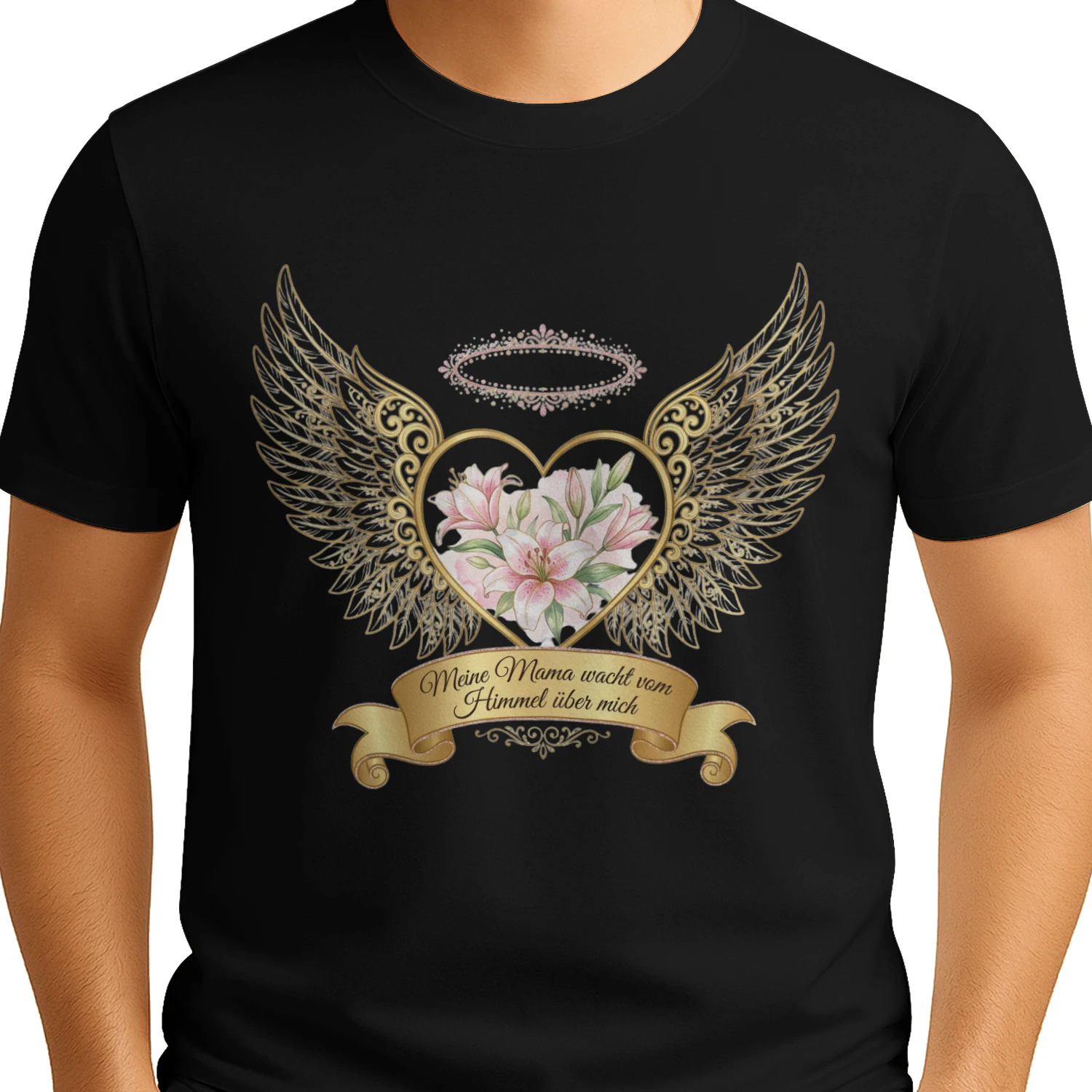 Mama Im Himmel Engel Shirt - Meine Mama Wacht Vom Himmel Über Mich