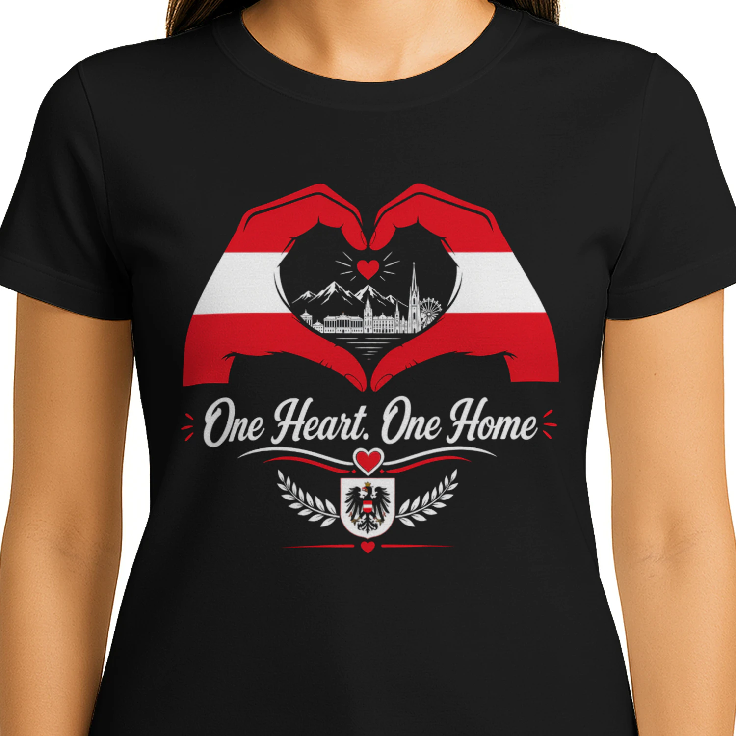 Austria One Heart One Home Shirt | Austrian Pride T-Shirt | Austria Lover Gift | Vienna Alps Graphic Tee | Patriotic Austria Design