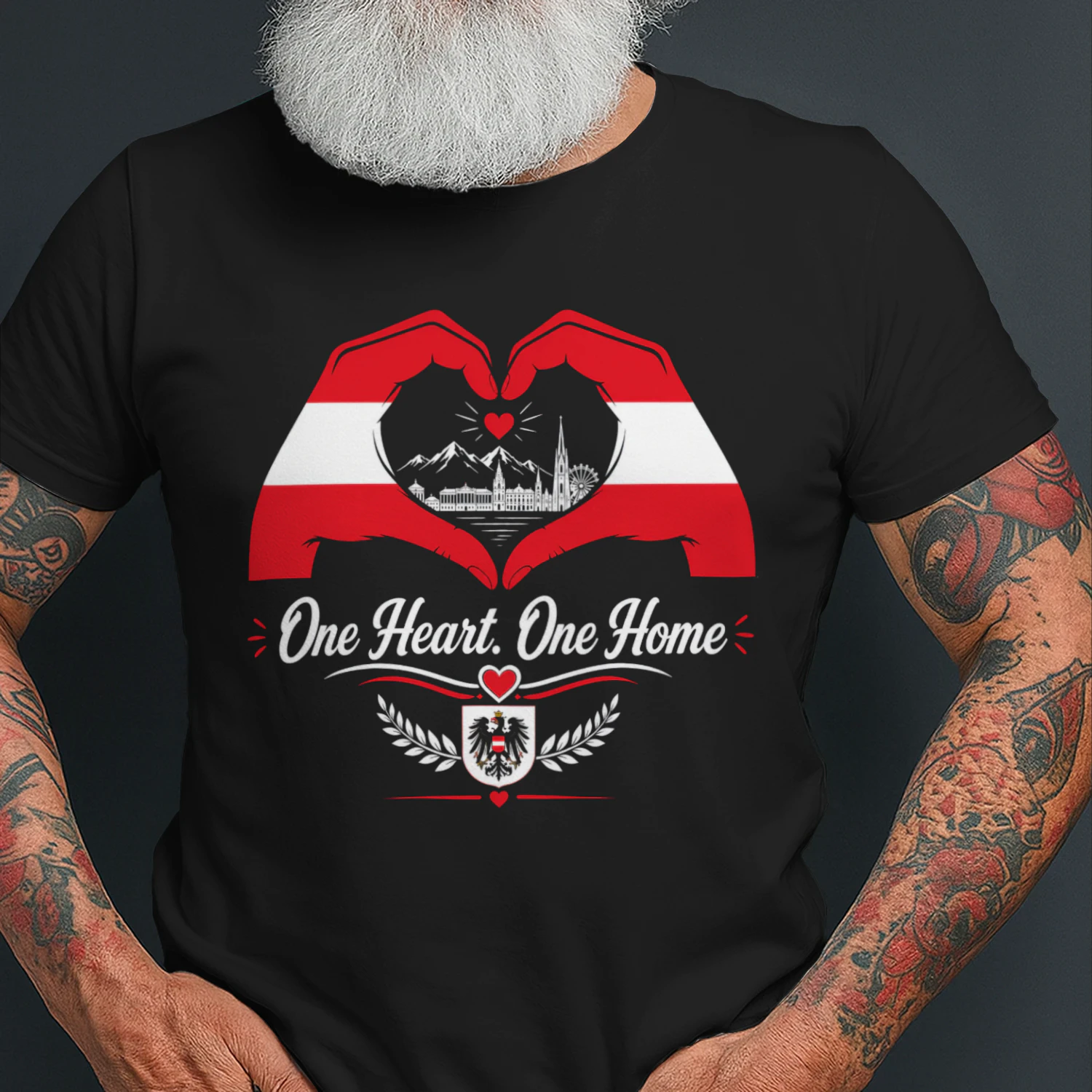 Austria One Heart One Home Shirt | Austrian Pride T-Shirt | Austria Lover Gift | Vienna Alps Graphic Tee | Patriotic Austria Design