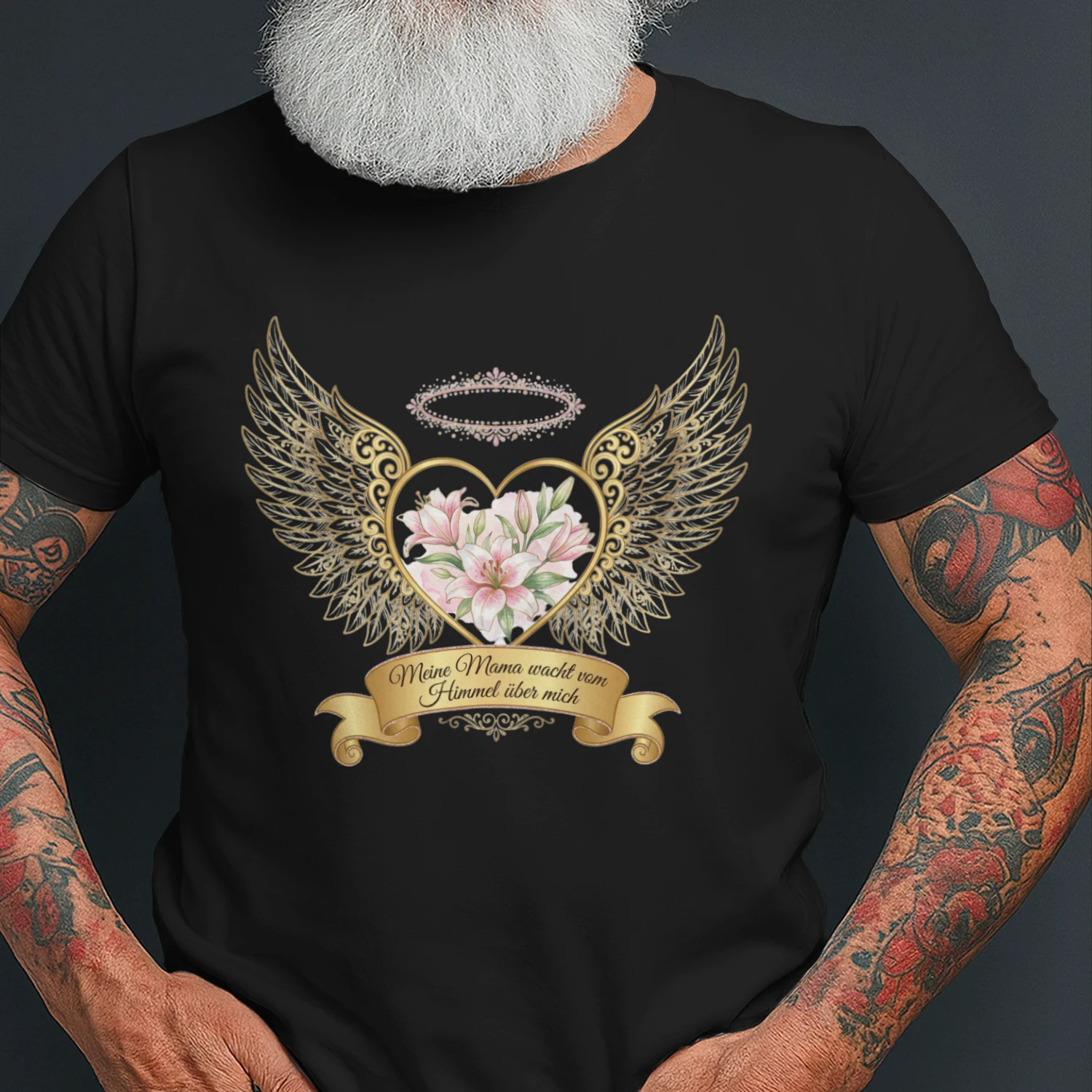 Mama Im Himmel Engel Shirt - Meine Mama Wacht Vom Himmel Über Mich