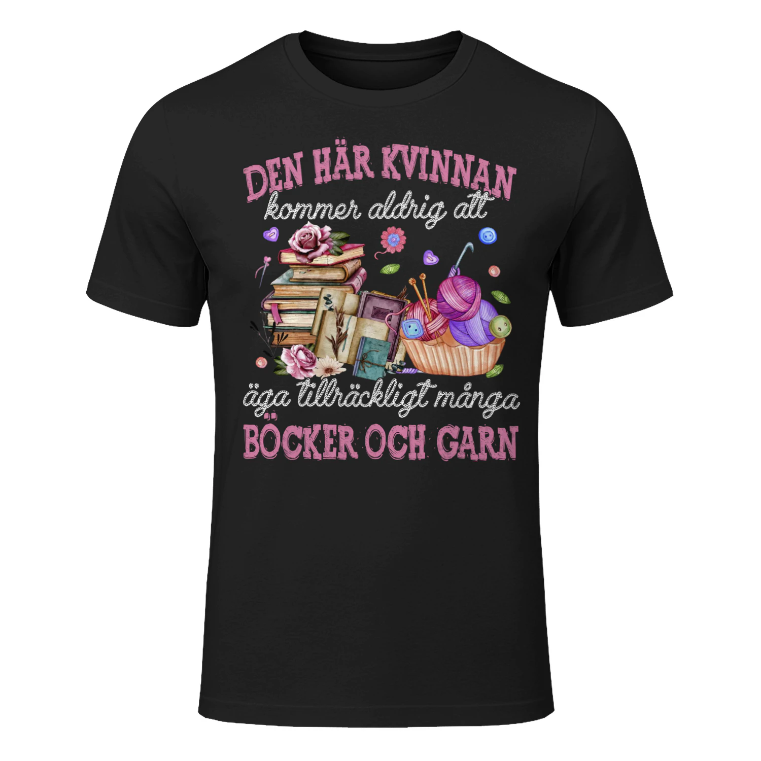 Den här kvinnan kommer aldrig att äga tillräckligt många böcker och garn