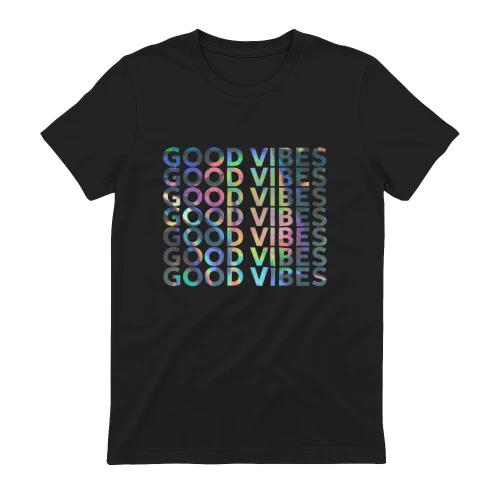  Good Vibes Holographic Print T-shirt