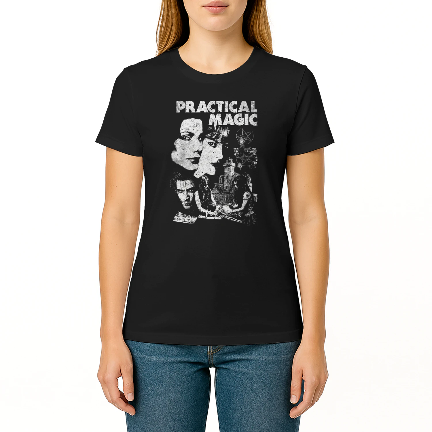 Witchy Sisters Vintage Graphic Tee | Retro Occult T-Shirt | Gothic Horror Movie Poster Style