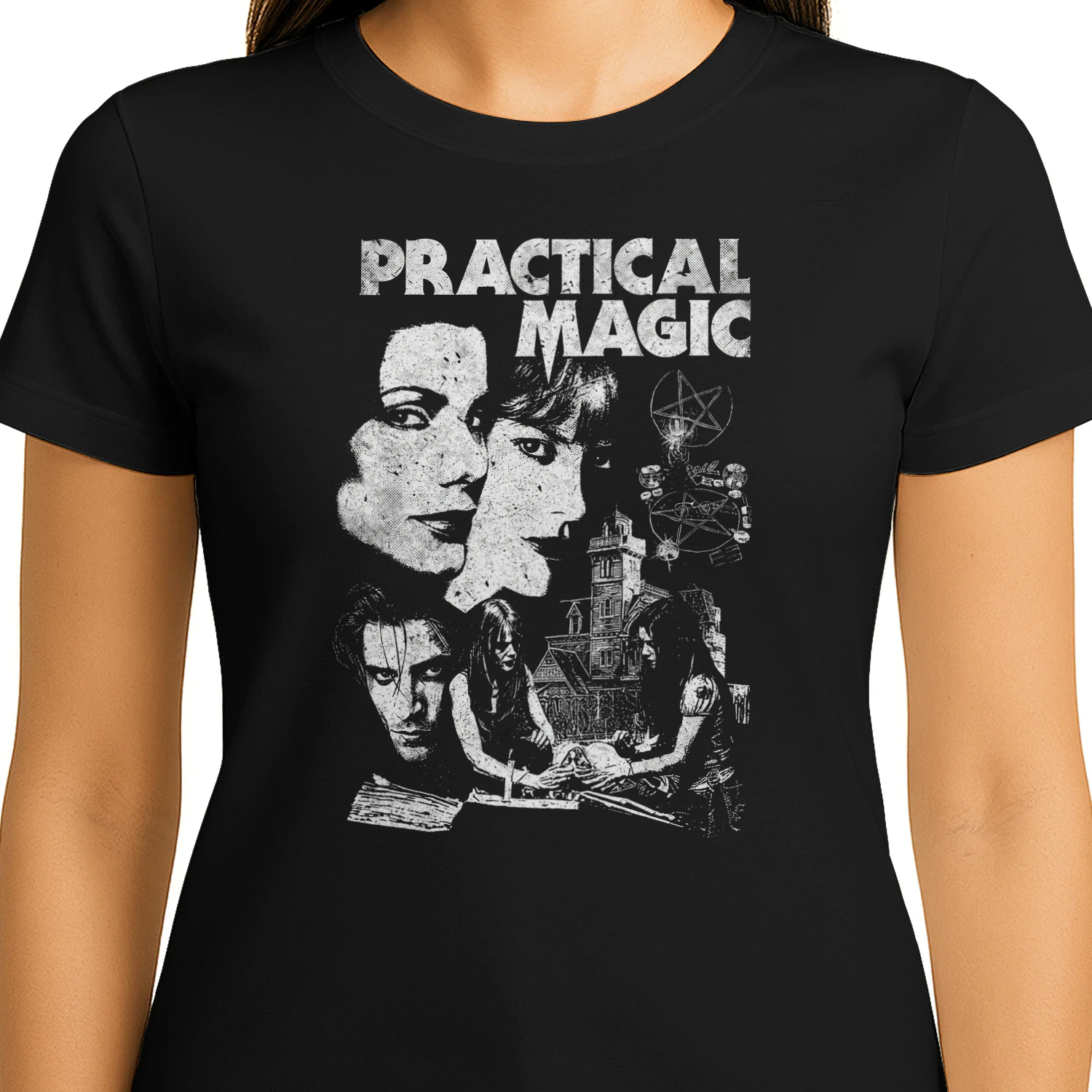 Witchy Sisters Vintage Graphic Tee | Retro Occult T-Shirt | Gothic Horror Movie Poster Style