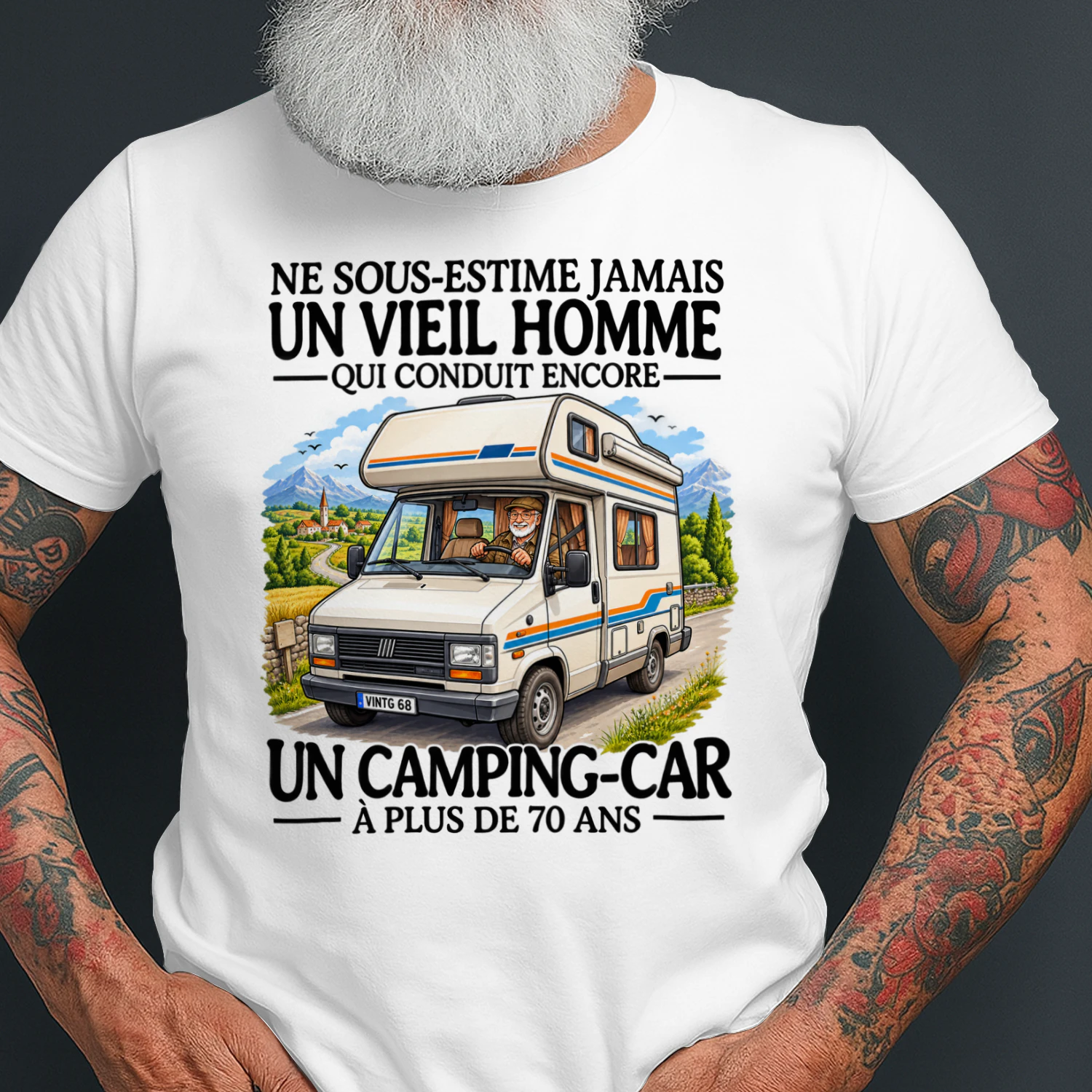 T-shirt Camping-Car 70 Ans – Humour Retraité Camping-Cariste – Cadeau Homme Passionné de Voyage