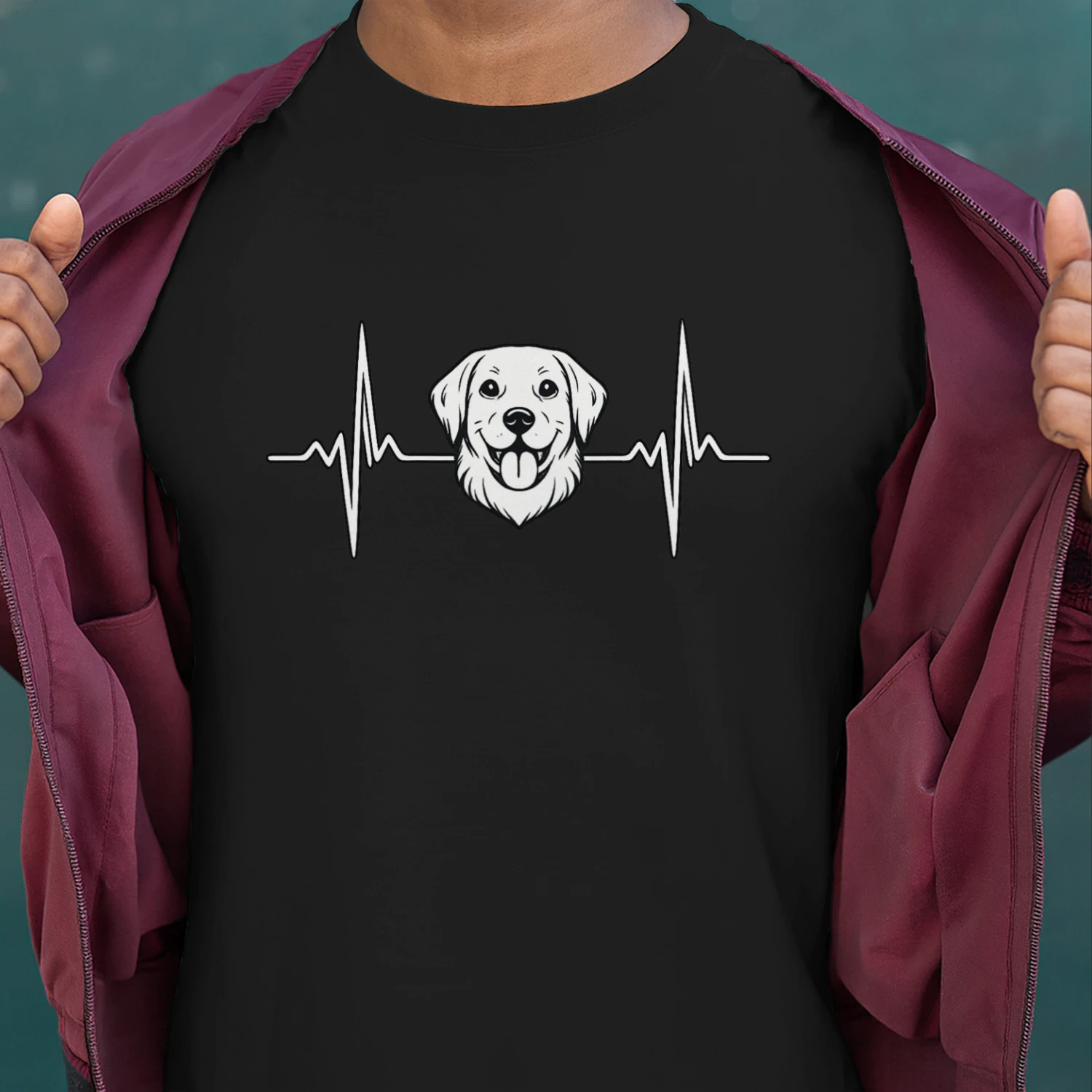 Hund Herzschlag T-Shirt – EKG Hund Gesicht – Geschenk für Hundeliebhaber