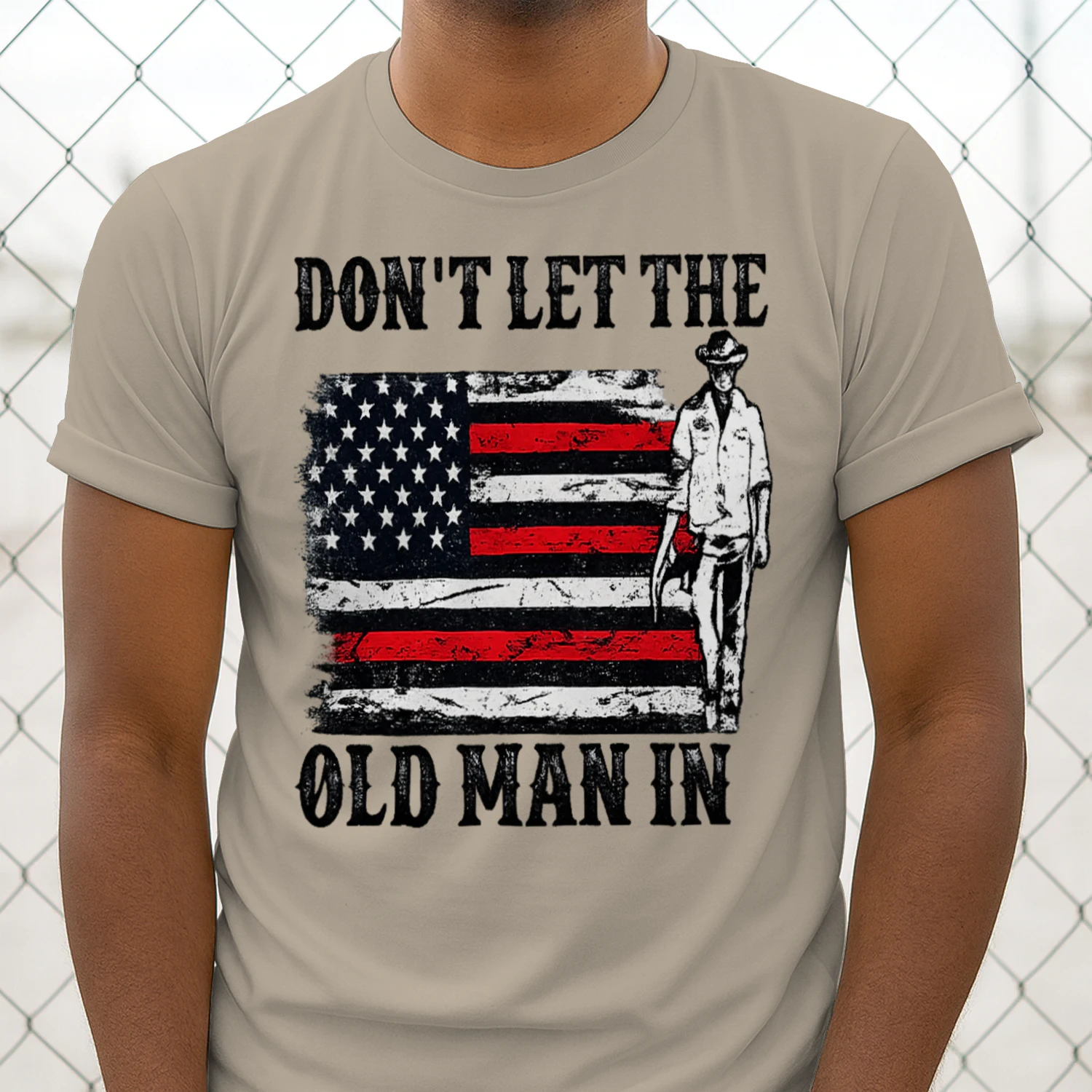 Don't Let the Old Man In Cowboy American Flag Vintage Western T-Shirt, Viva Store®