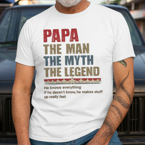 Personalized Papa The Man The Myth The Legend T-Shirt, Viva Store®