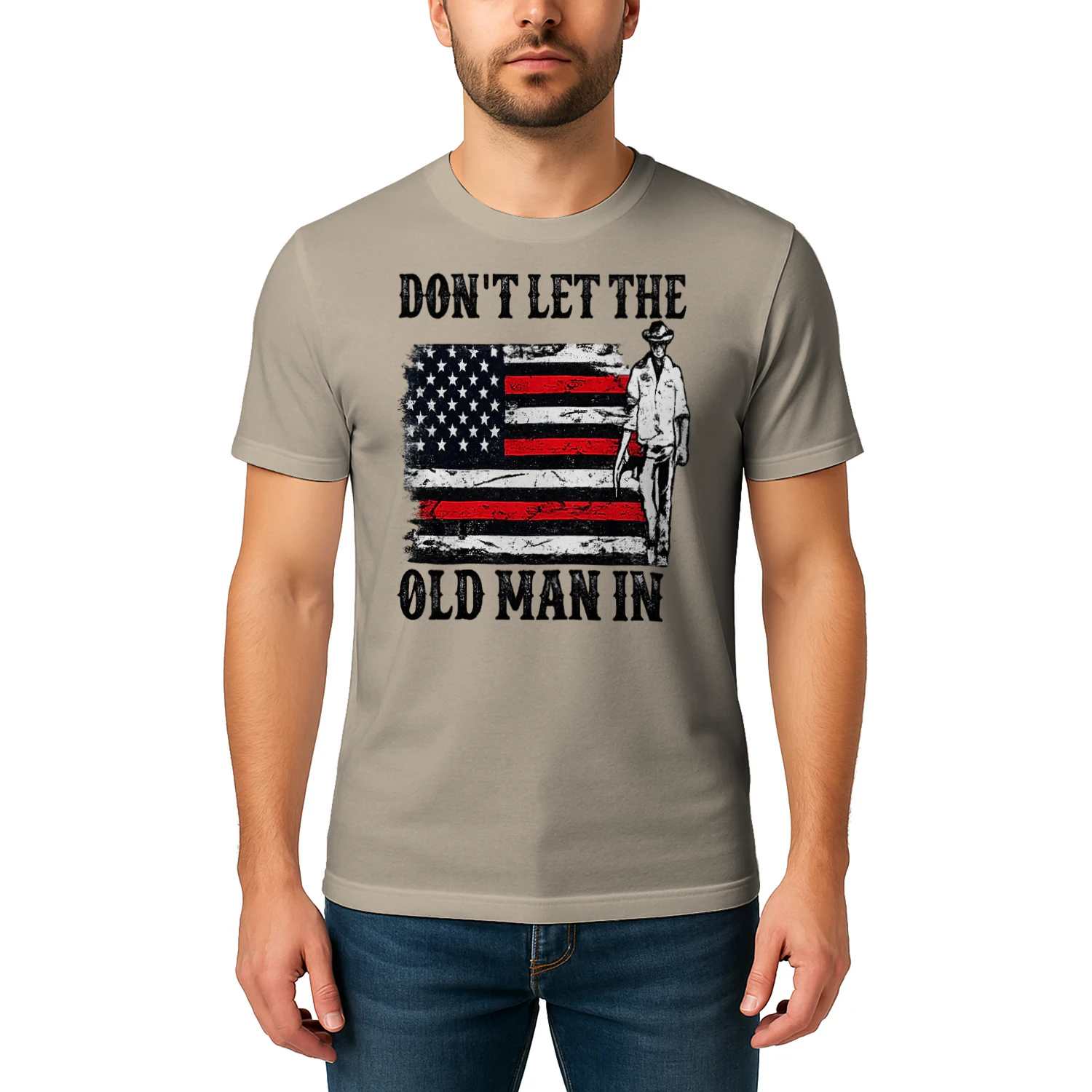Don't Let the Old Man In Cowboy American Flag Vintage Western T-Shirt, Viva Store®