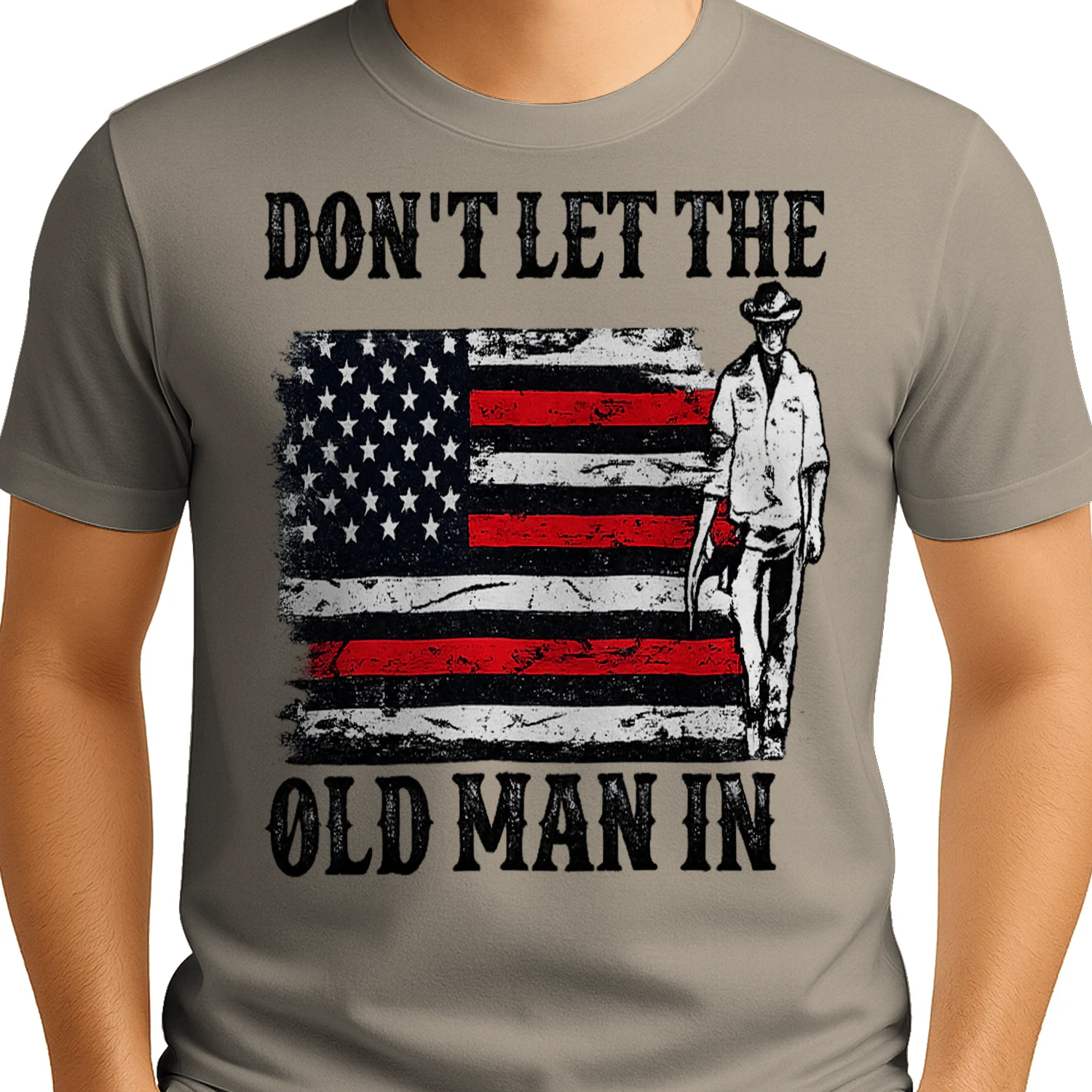 Don't Let the Old Man In Cowboy American Flag Vintage Western T-Shirt, Viva Store®