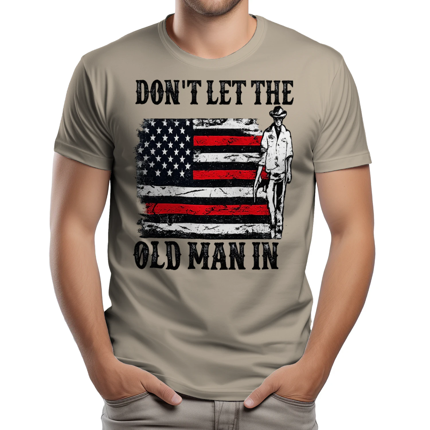 Don't Let the Old Man In Cowboy American Flag Vintage Western T-Shirt, Viva Store®