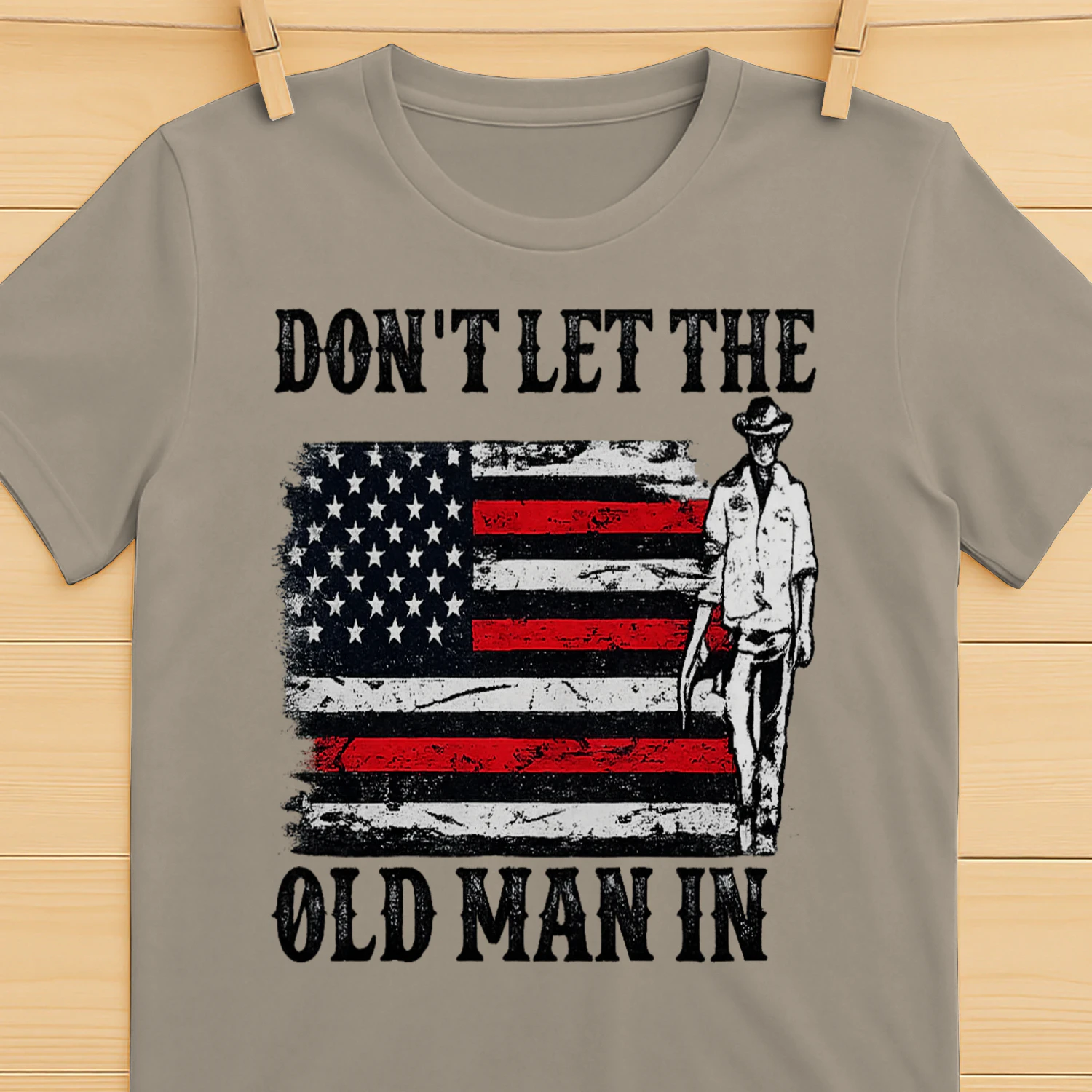 Don't Let the Old Man In Cowboy American Flag Vintage Western T-Shirt, Viva Store®