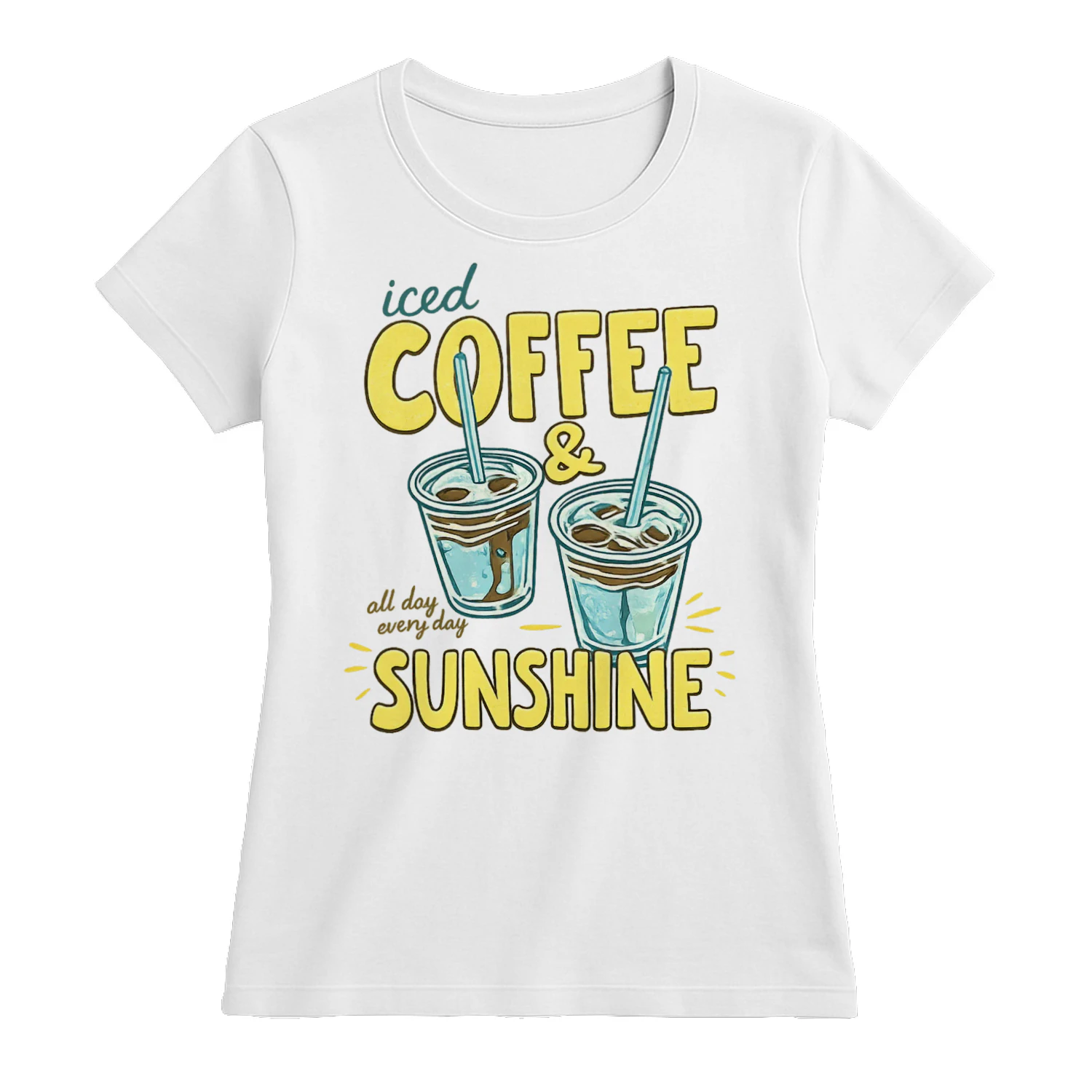 Sunshine & Iced Coffee Shirt, Trendy Summer Graphic Tee, Viva Store®