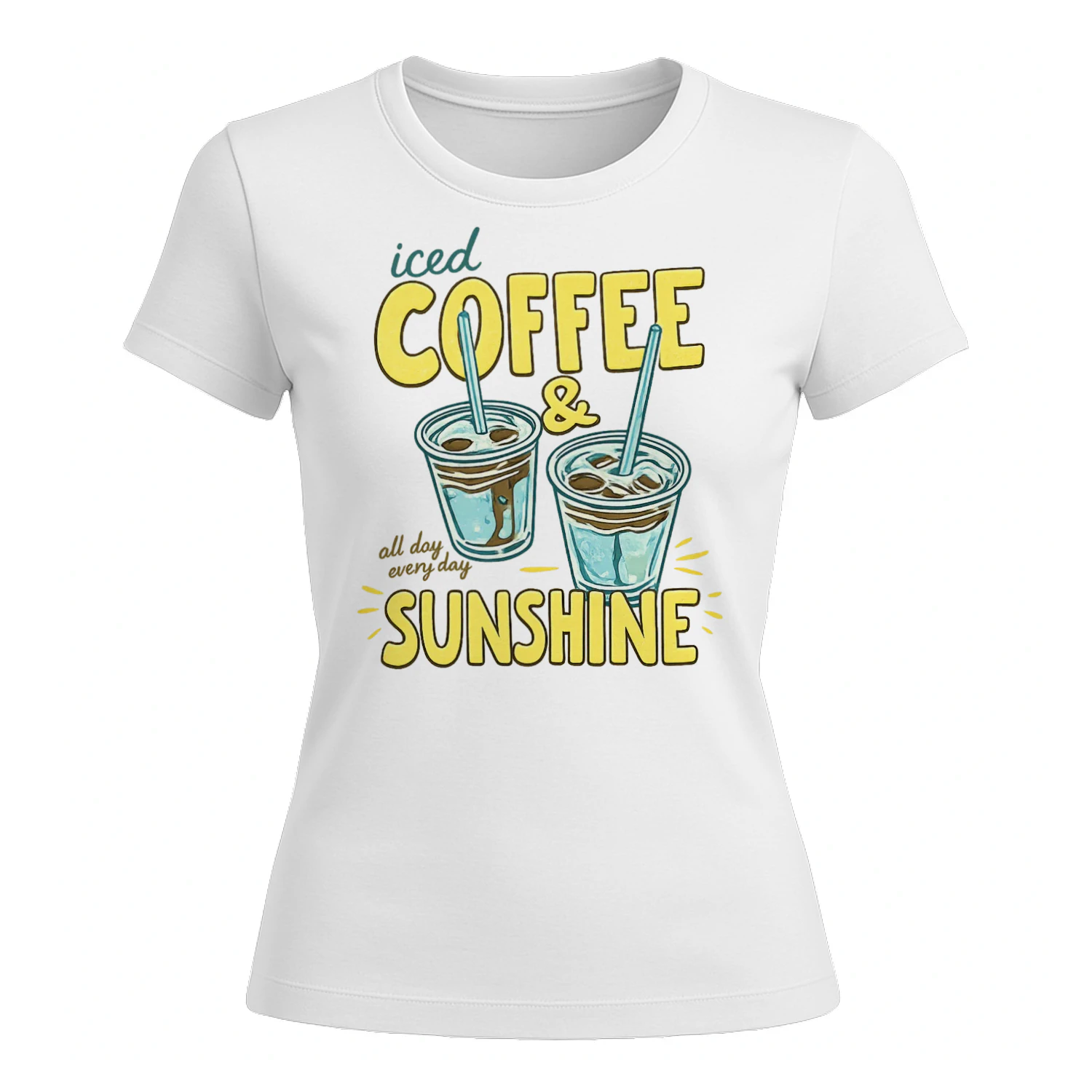 Sunshine & Iced Coffee Shirt, Trendy Summer Graphic Tee, Viva Store®