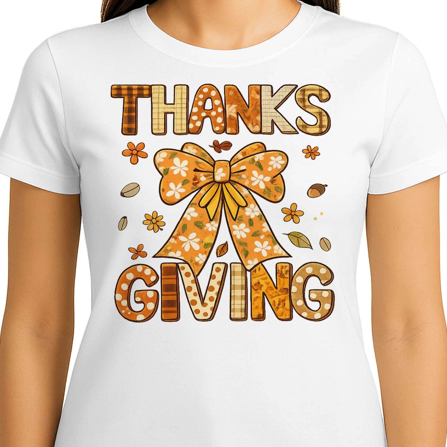 Cute Coquette Bow Thanksgiving T-Shirt, Autumn Thankful Shirt, Viva Store® Tee