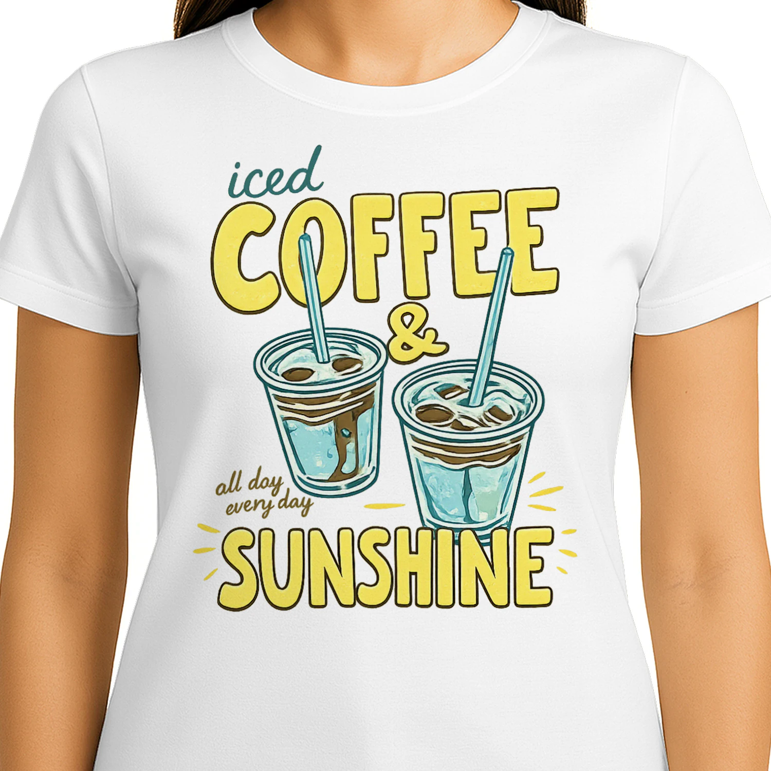 Sunshine & Iced Coffee Shirt, Trendy Summer Graphic Tee, Viva Store®