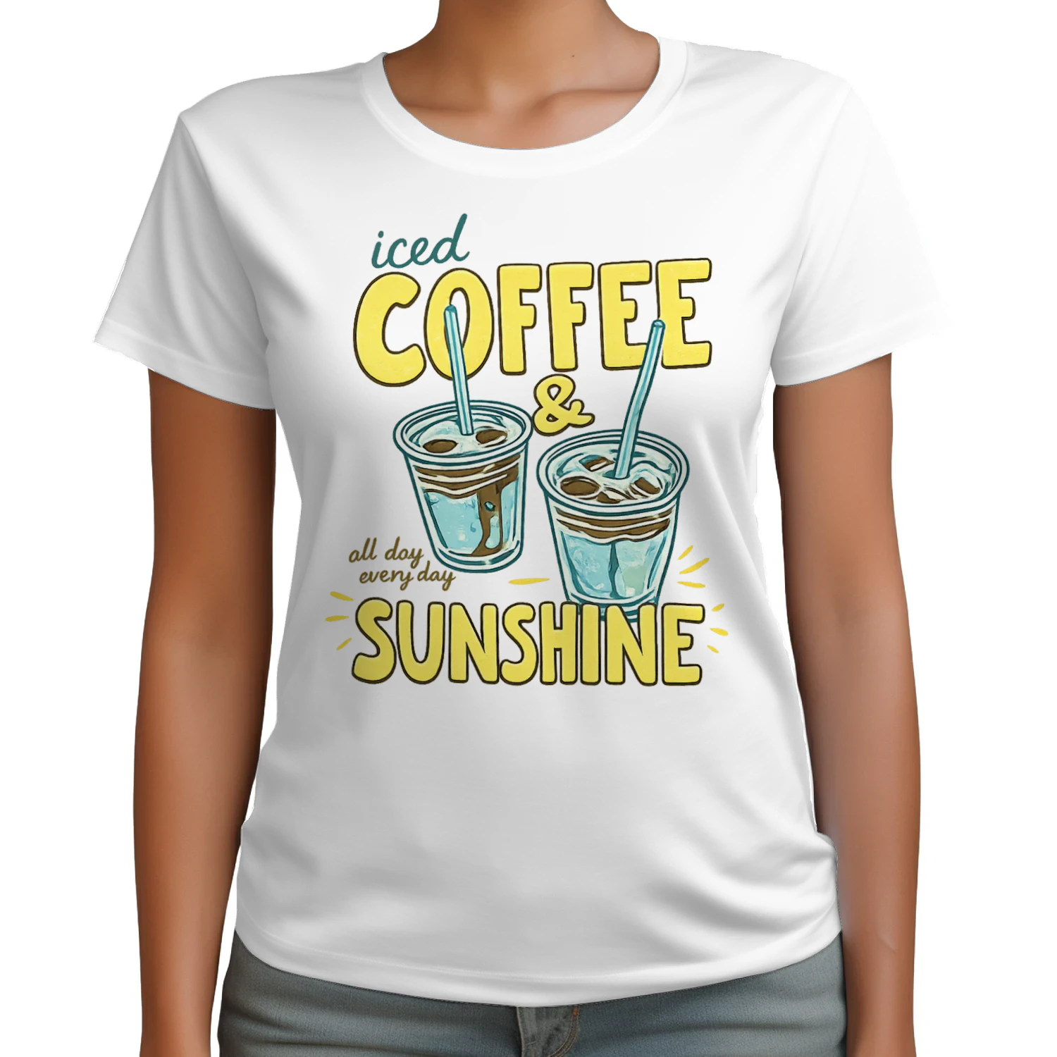 Sunshine & Iced Coffee Shirt, Trendy Summer Graphic Tee, Viva Store®