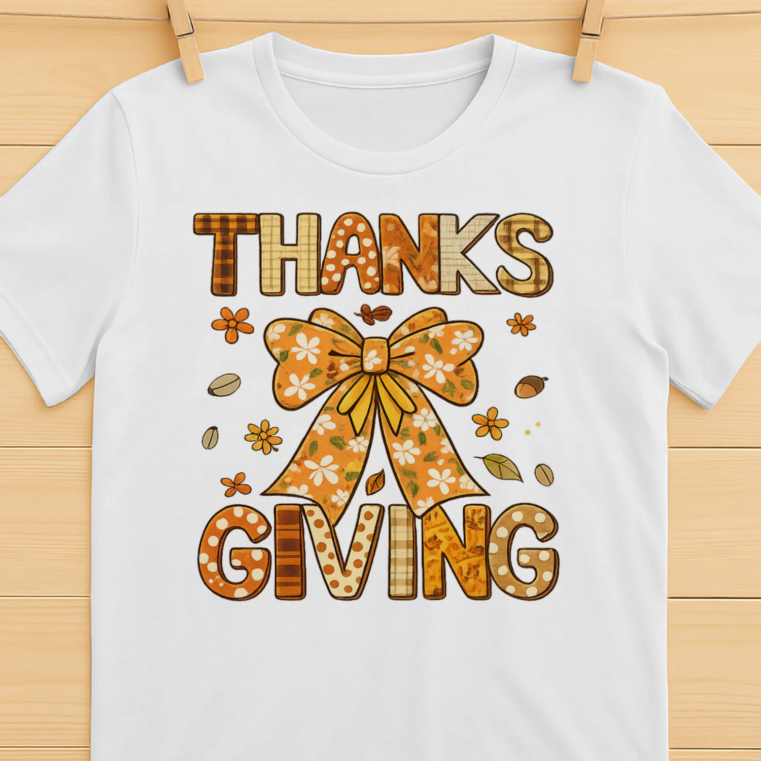 Cute Coquette Bow Thanksgiving T-Shirt, Autumn Thankful Shirt, Viva Store® Tee